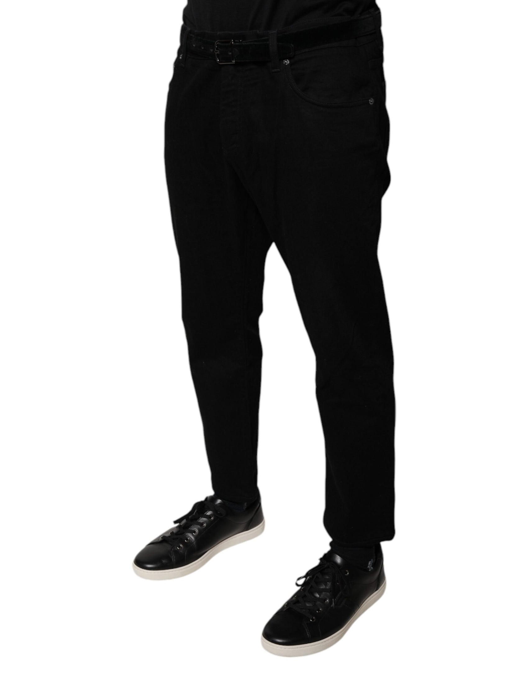 Schwarze Skinny-Jeans aus Baumwollstretch mit Logo