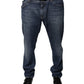 Jeans skinny in denim con logo in cotone blu scuro