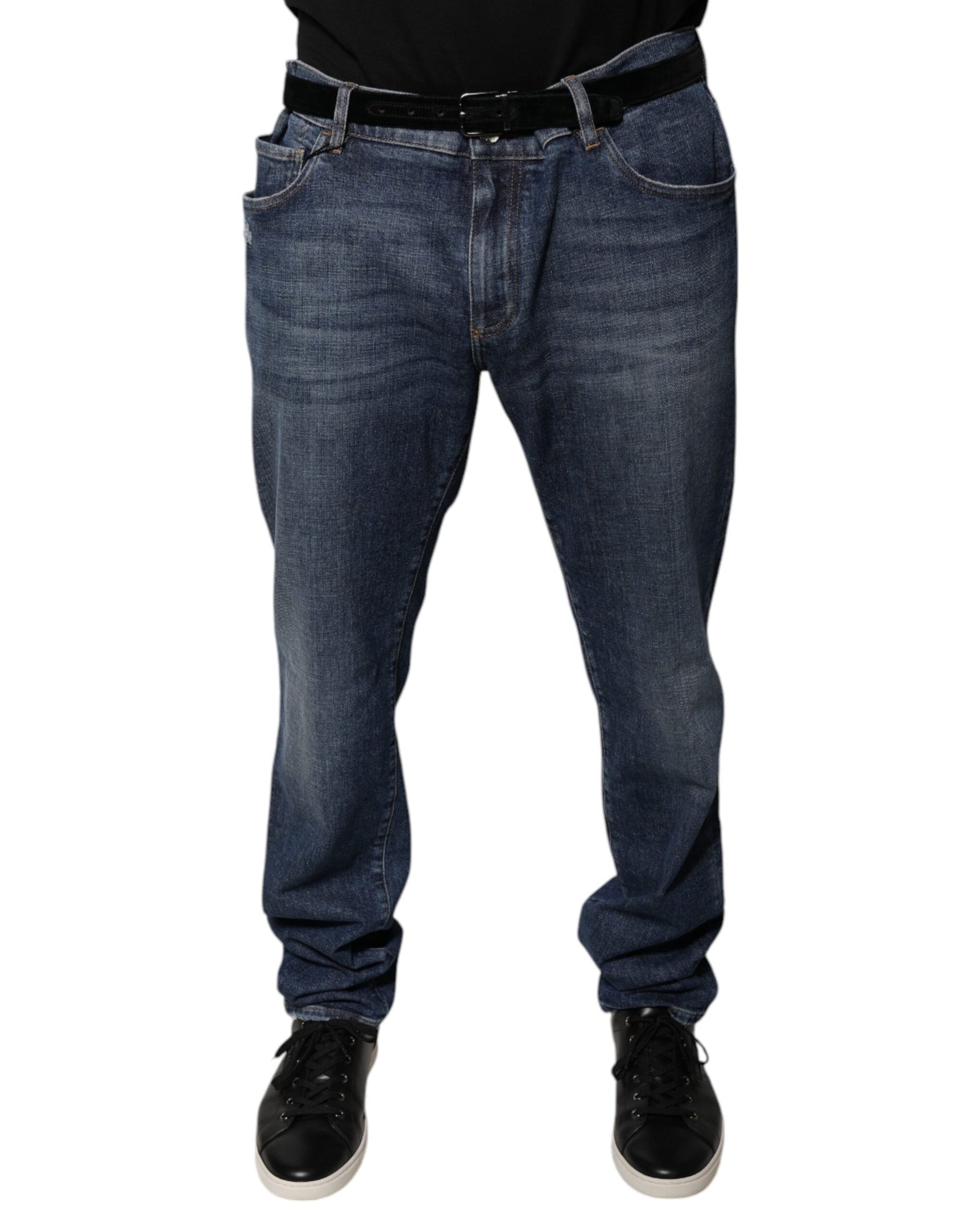 Jeans skinny in denim con logo in cotone blu scuro