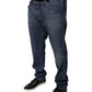 Jeans skinny in denim con logo in cotone blu scuro