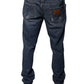Jeans skinny in denim con logo in cotone blu scuro
