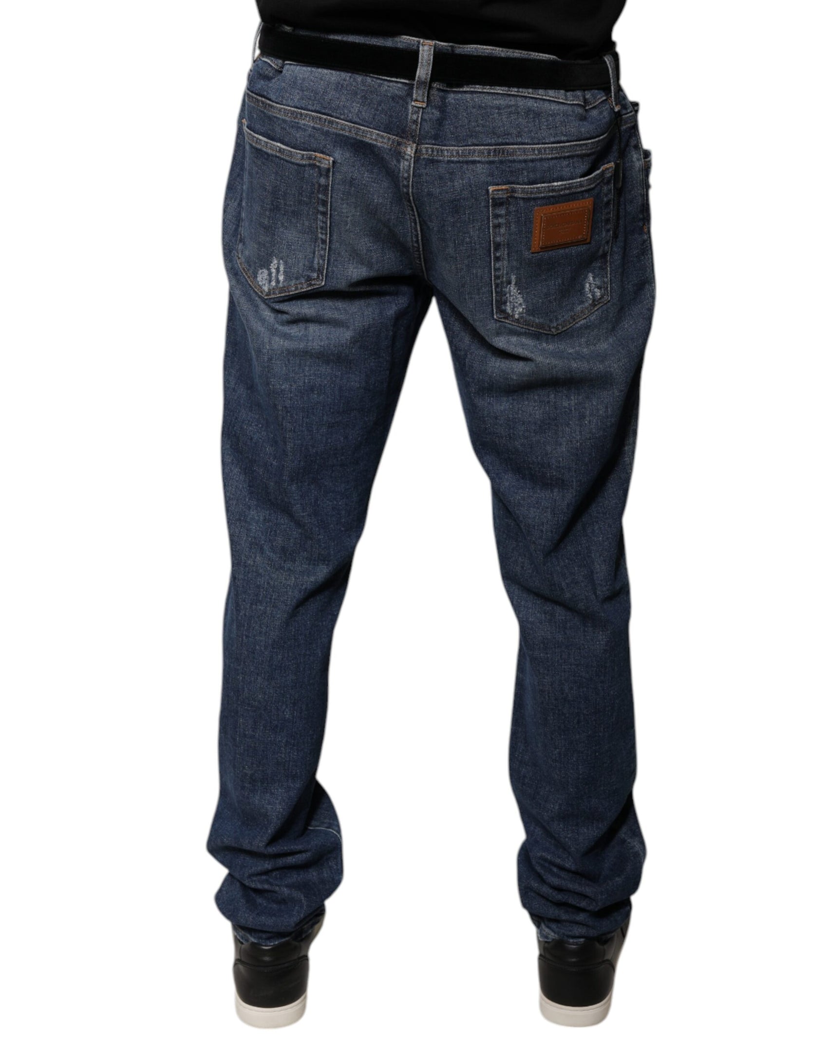 Jeans skinny in denim con logo in cotone blu scuro