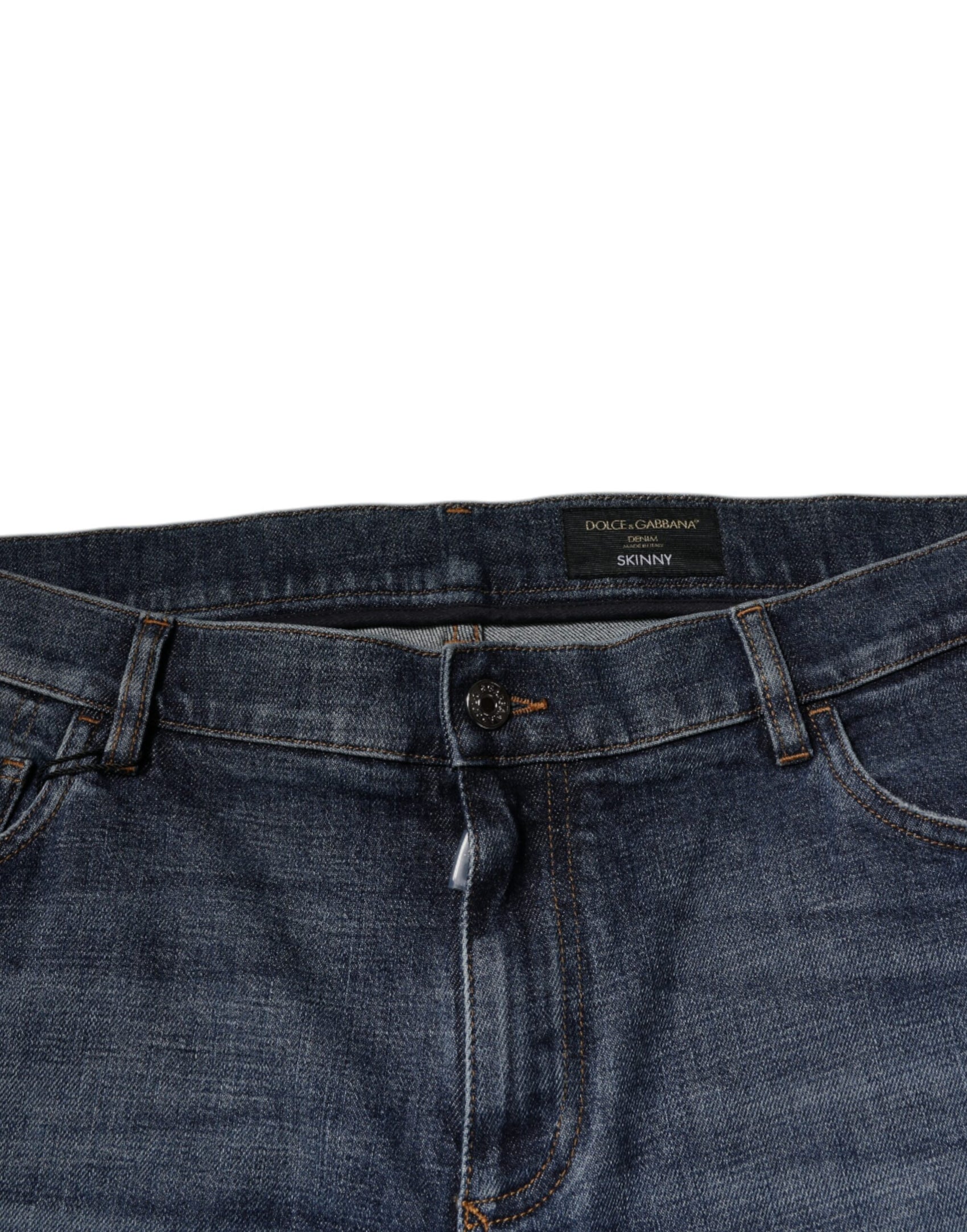 Jeans skinny in denim con logo in cotone blu scuro