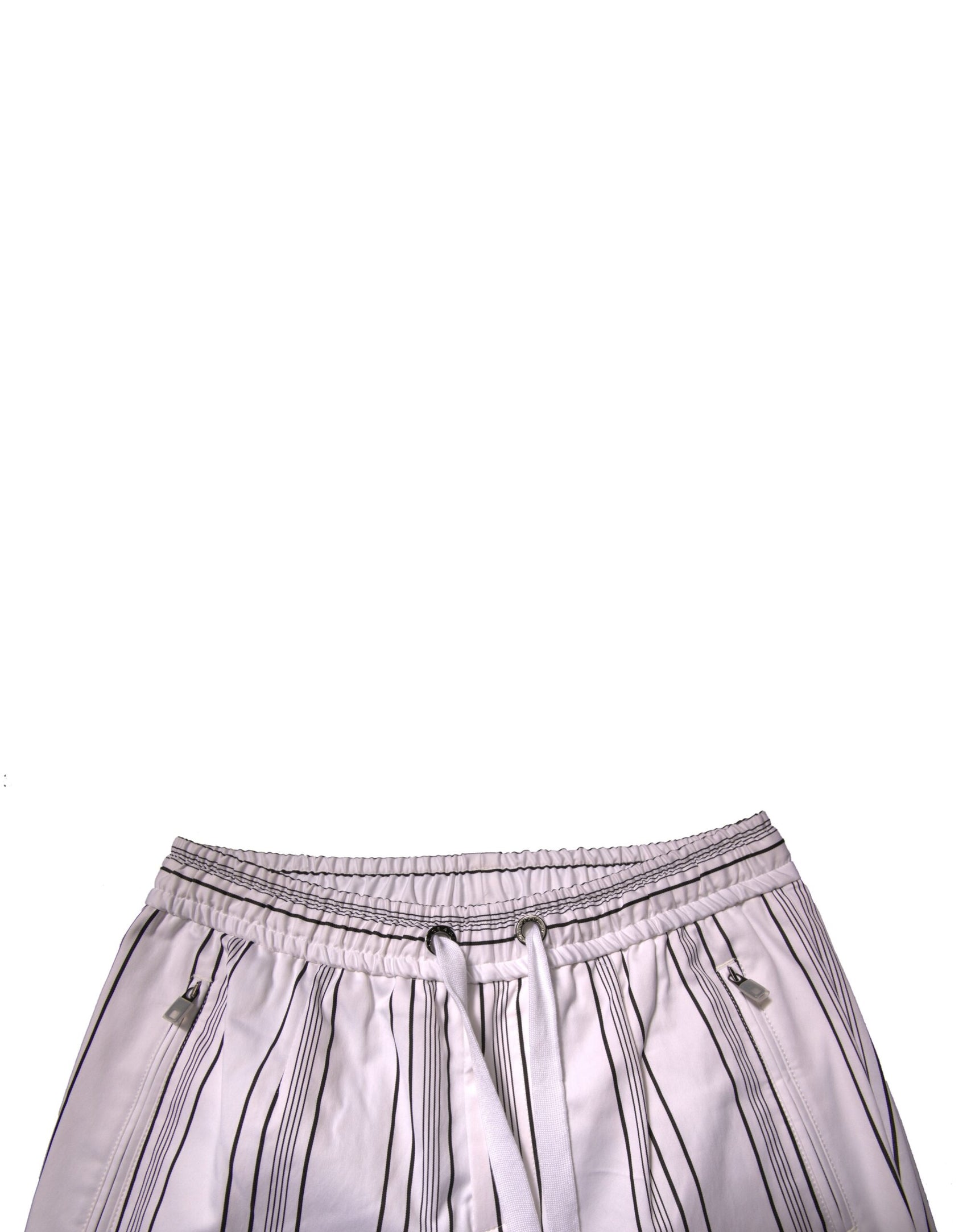 Weiße, gestreifte Skinny-Hose aus Baumwolle