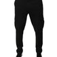 Schwarze Viskose Cargo Herren Freizeithose
