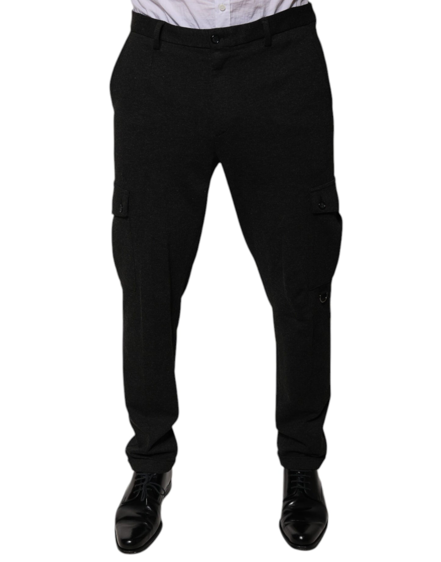 Schwarze Viskose Cargo Herren Freizeithose