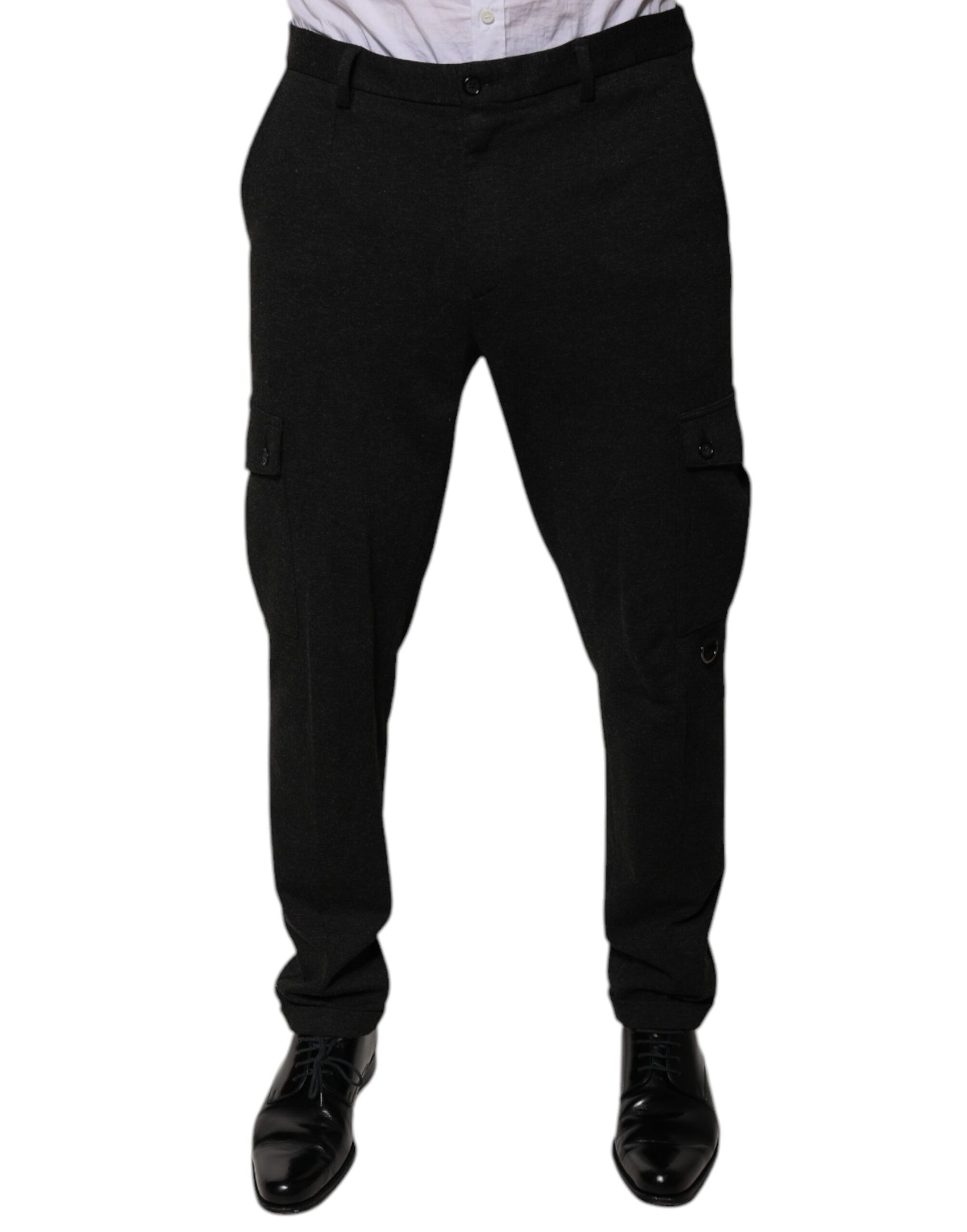Schwarze Viskose Cargo Herren Freizeithose
