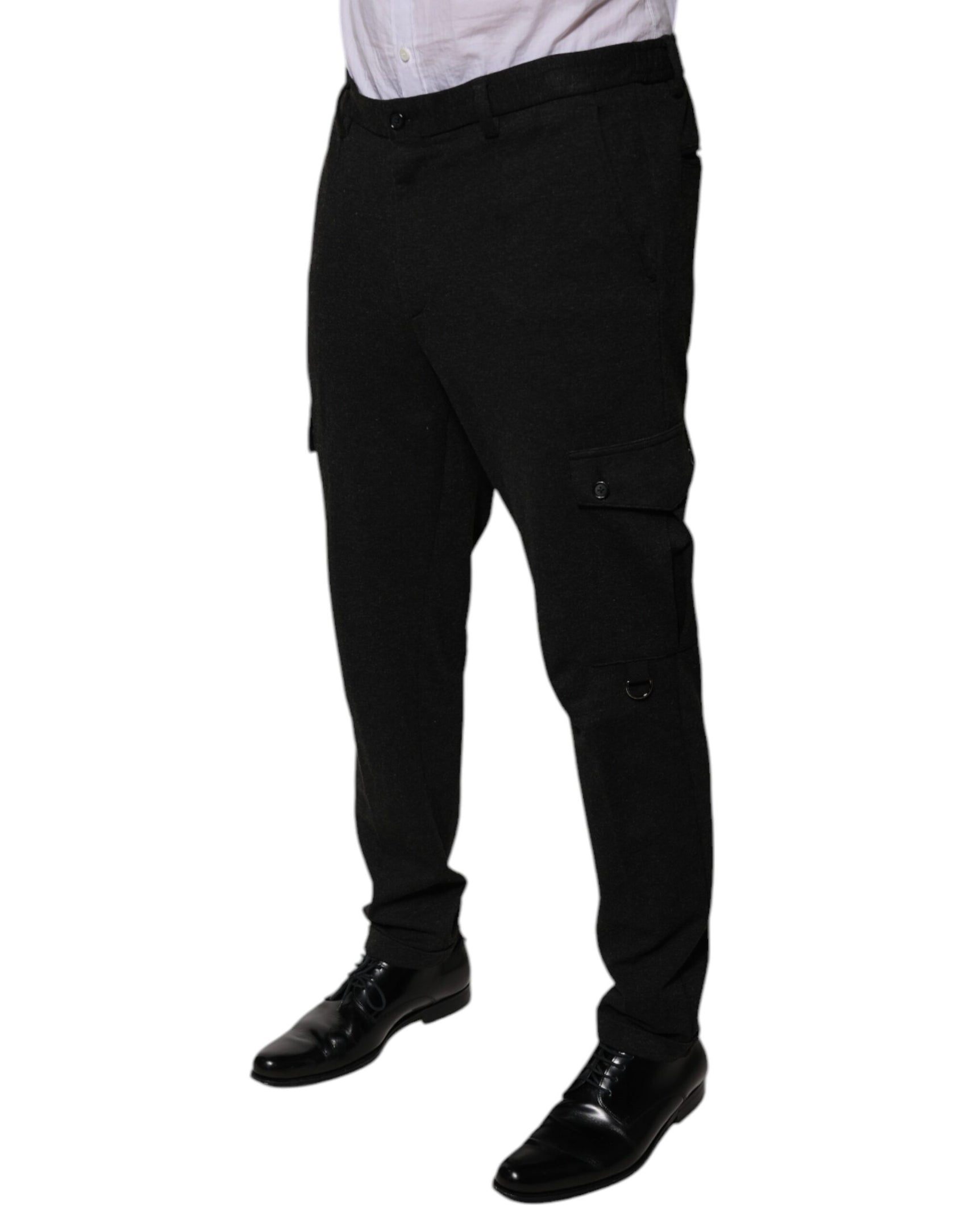 Schwarze Viskose Cargo Herren Freizeithose