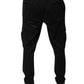 Schwarze Viskose Cargo Herren Freizeithose