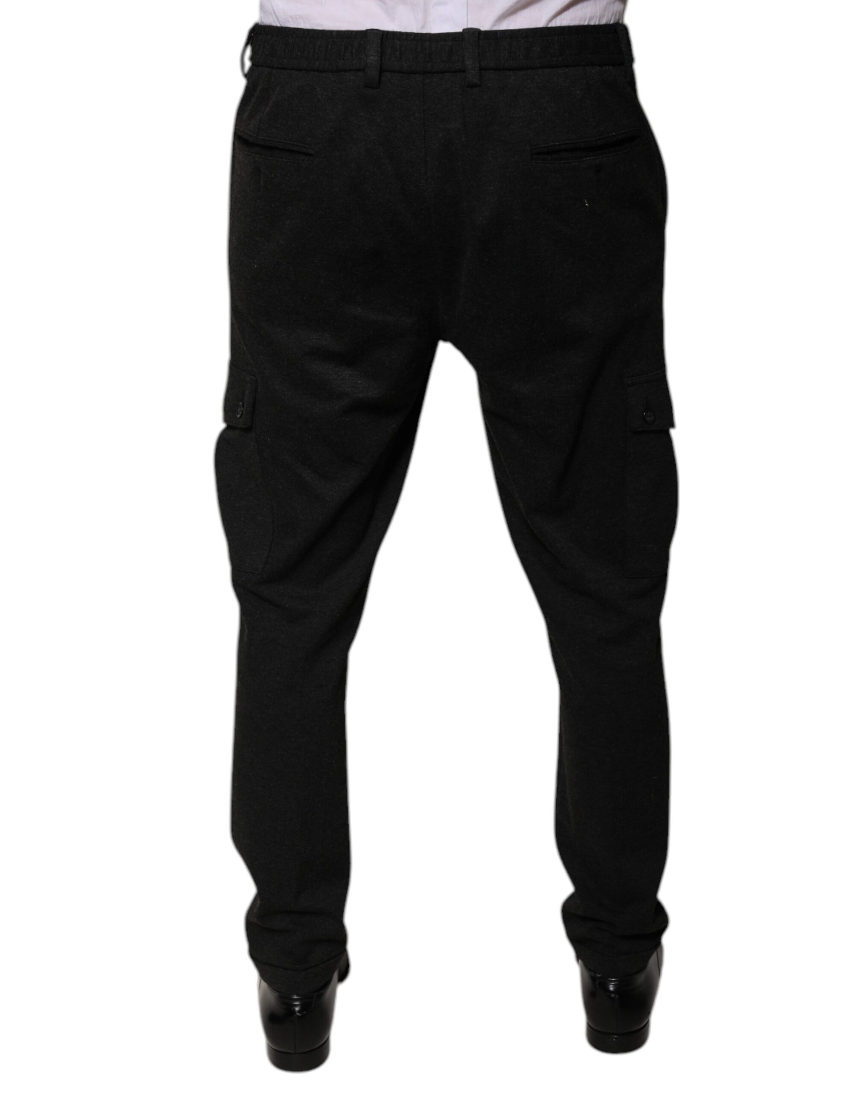 Schwarze Viskose Cargo Herren Freizeithose
