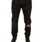 Schwarze Skinny-Jeans aus Baumwolle mit Rissen und Logo