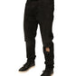 Schwarze Skinny-Jeans aus Baumwolle mit Rissen und Logo