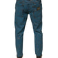 Blaue Skinny-Jeans aus Baumwollstretch mit Logo