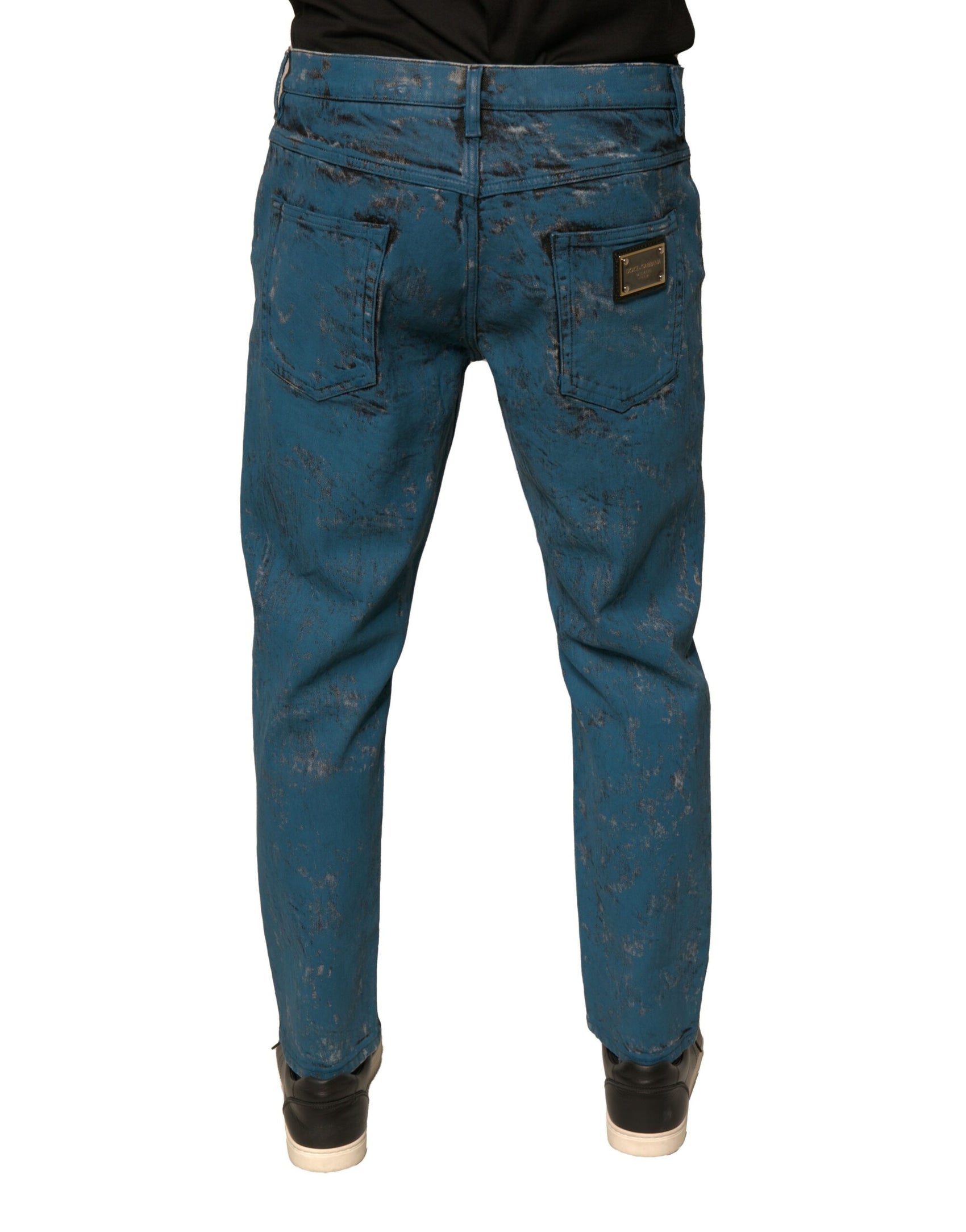 Blaue Skinny-Jeans aus Baumwollstretch mit Logo