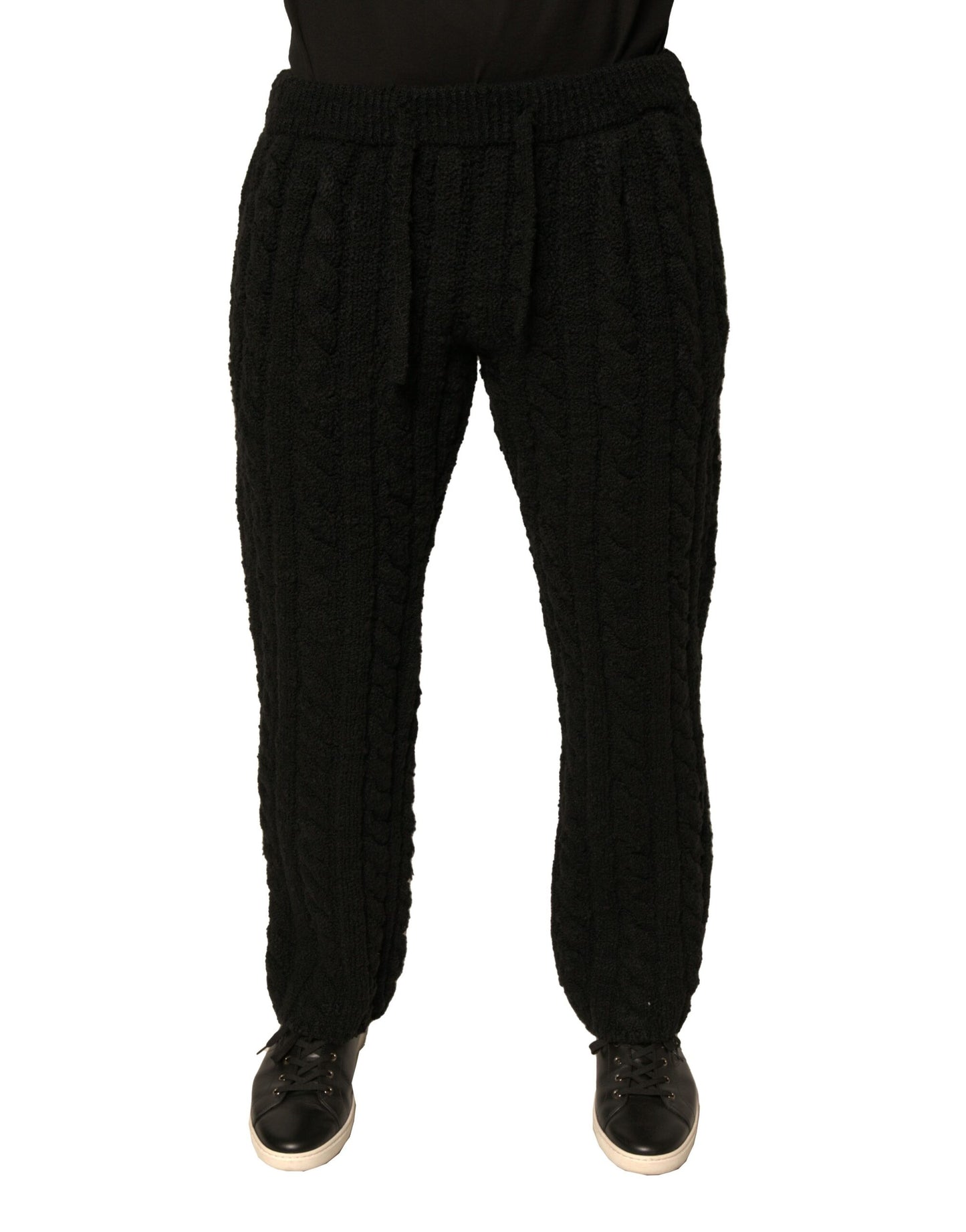 Schwarze Skinny-Hose aus Wollstrick