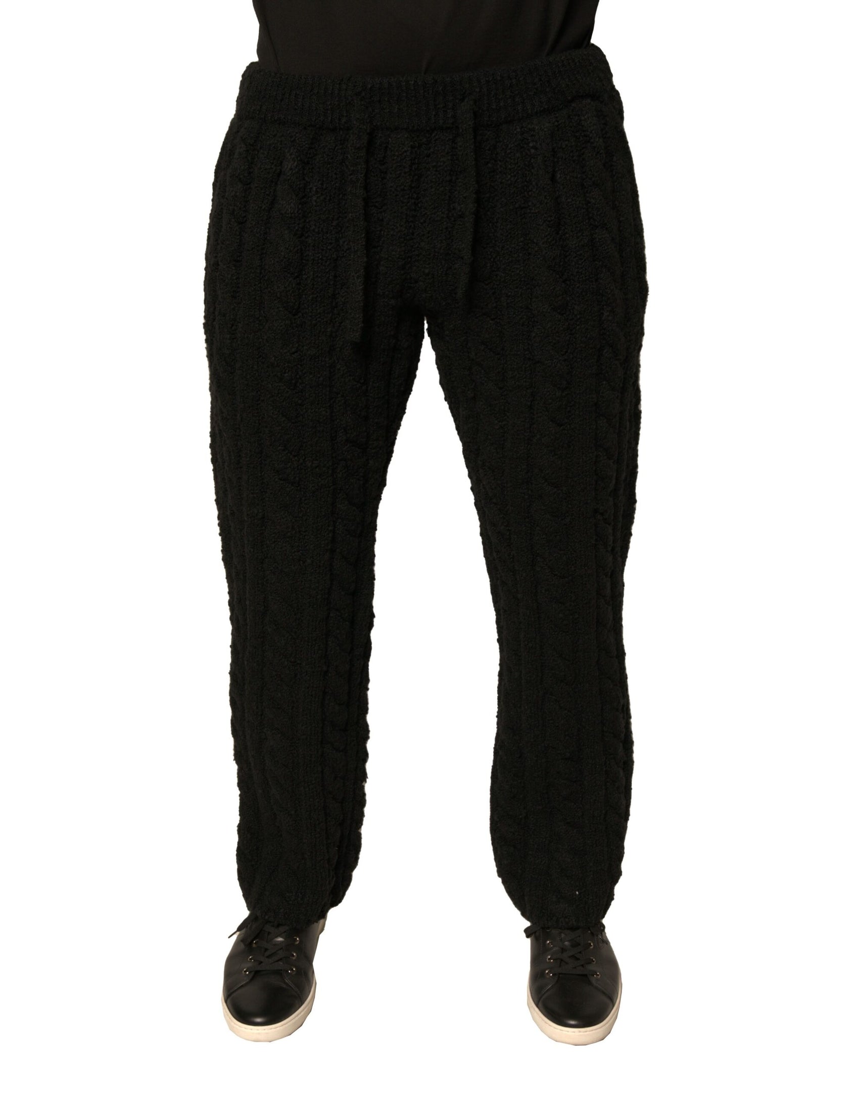 Schwarze Skinny-Hose aus Wollstrick