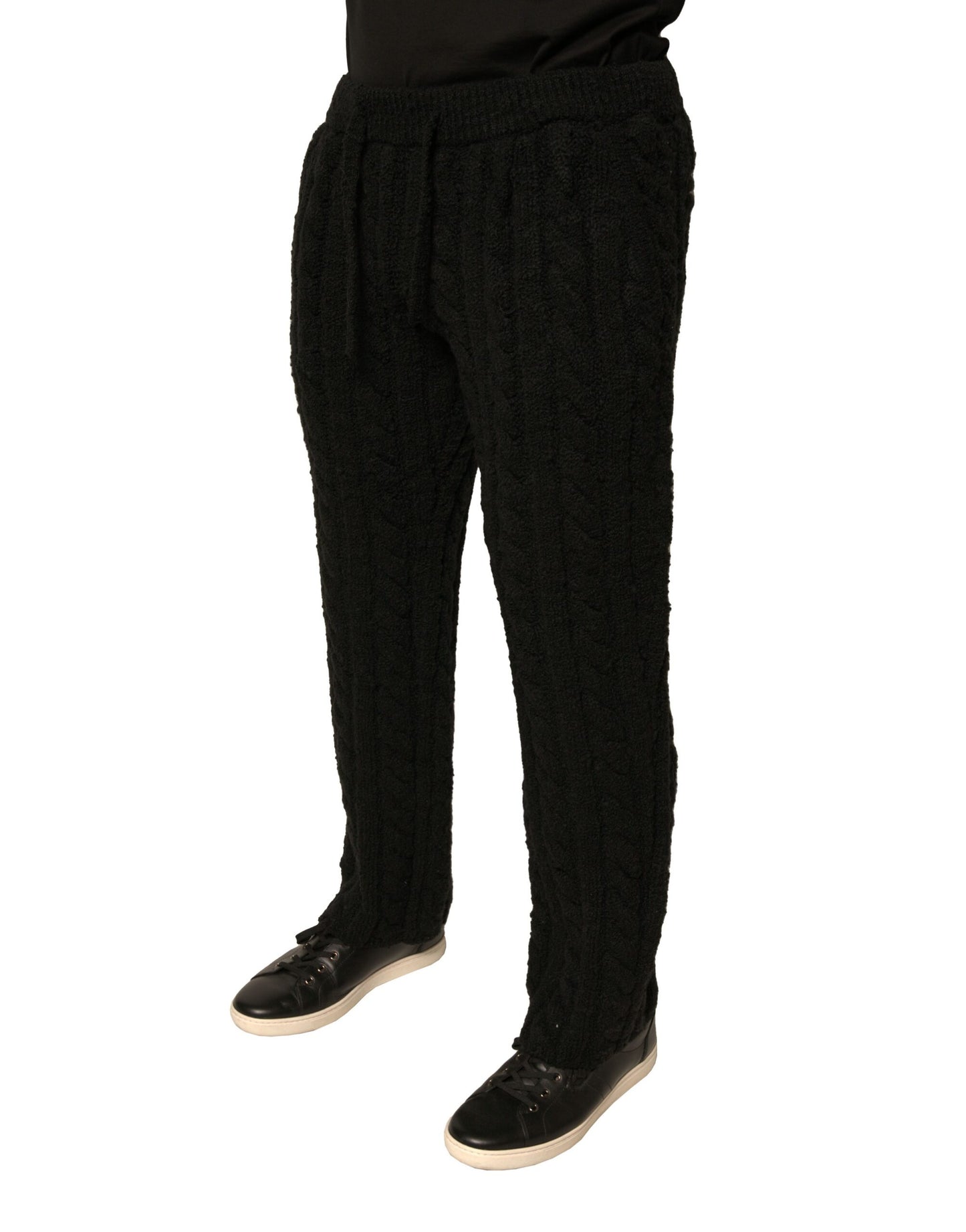 Schwarze Skinny-Hose aus Wollstrick