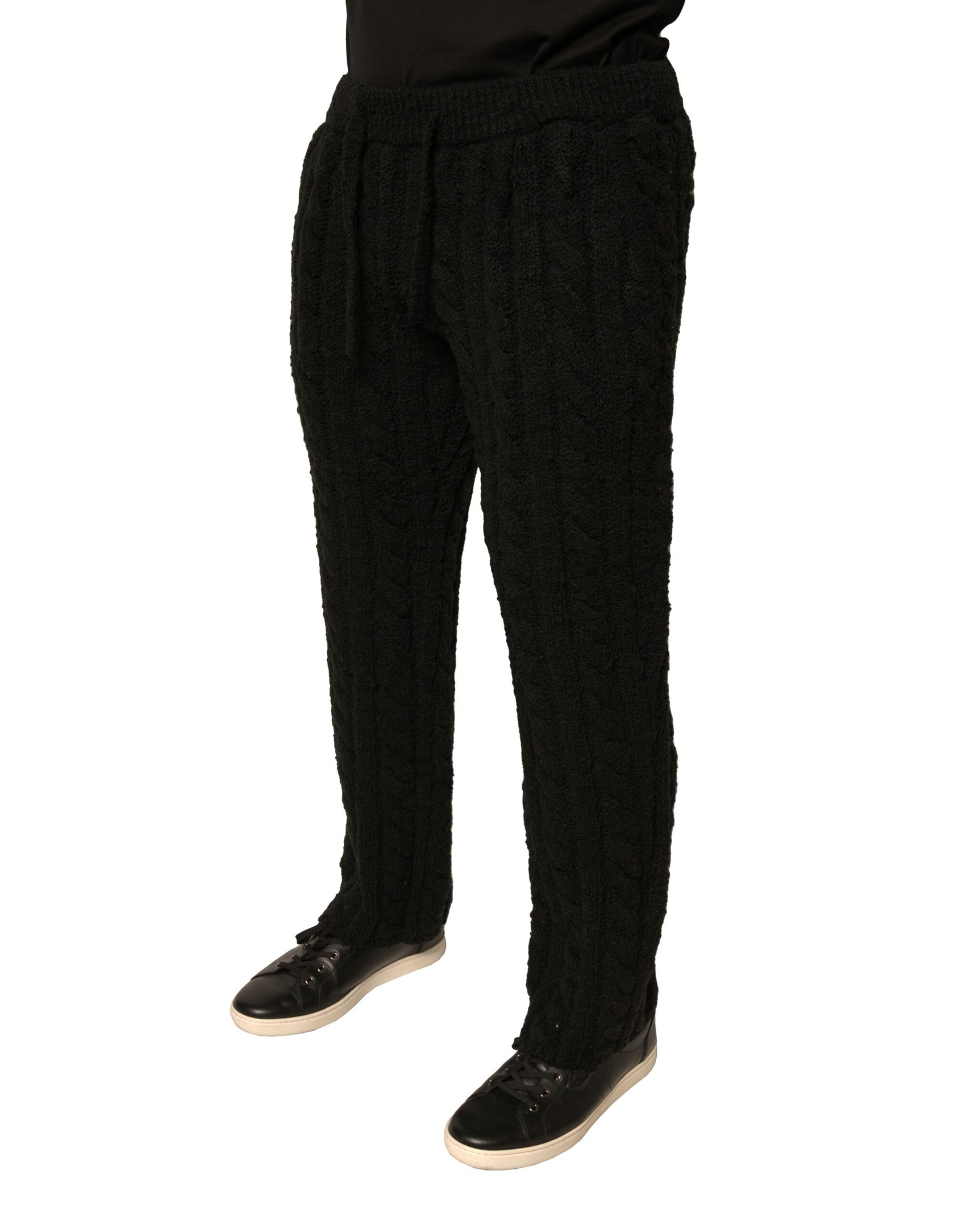 Schwarze Skinny-Hose aus Wollstrick