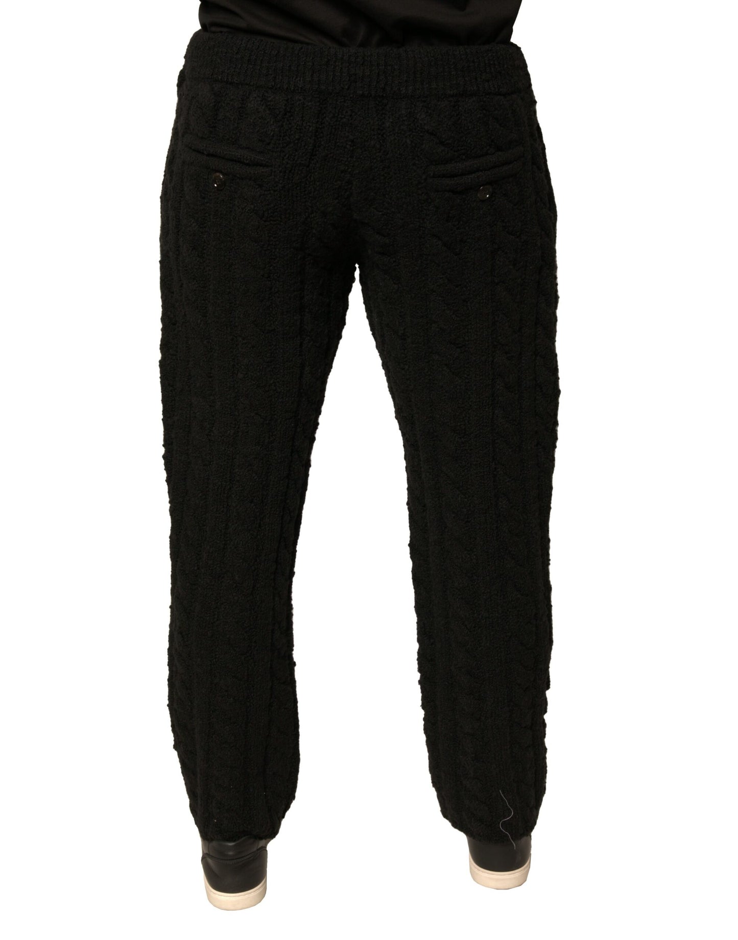 Schwarze Skinny-Hose aus Wollstrick