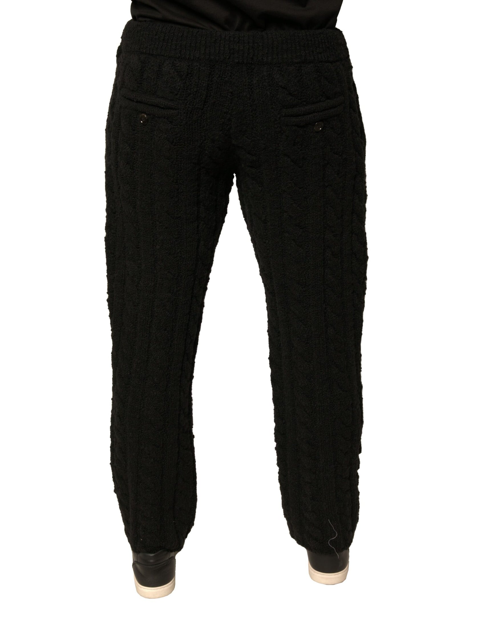 Schwarze Skinny-Hose aus Wollstrick