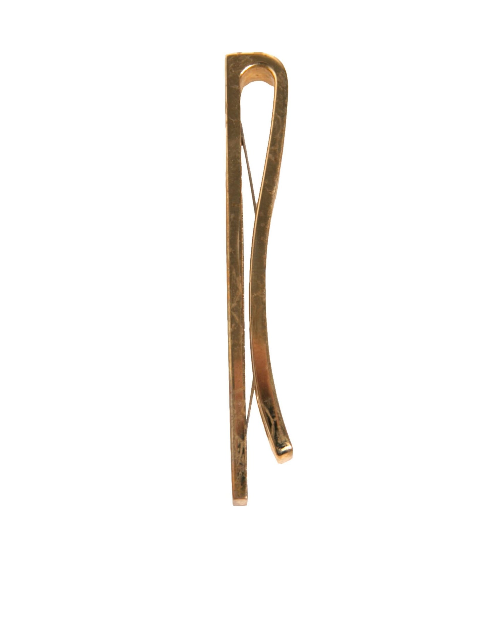 Fermacravatta con logo in ottone color oro