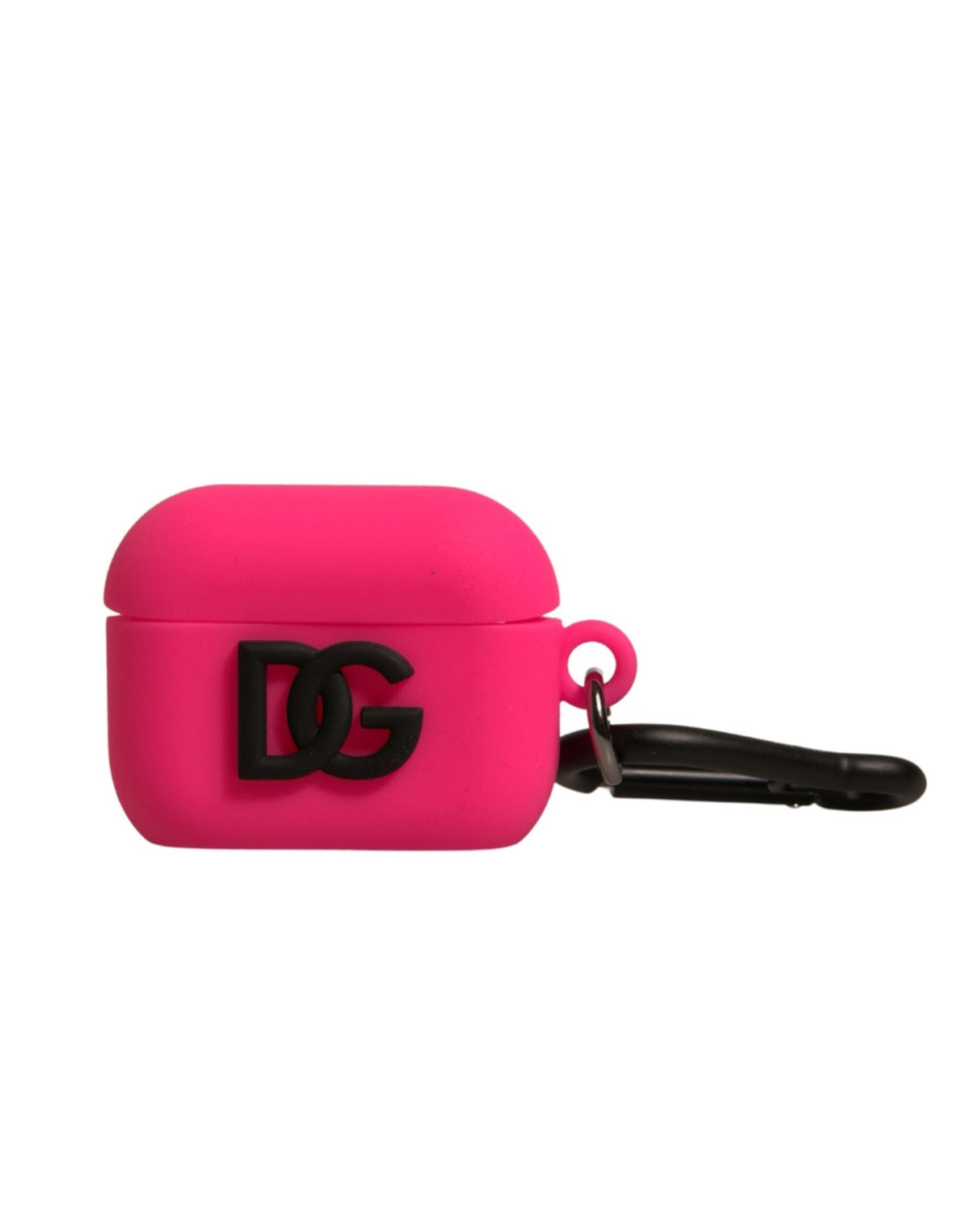 Custodia per Airpods in silicone rosa con logo in rilievo