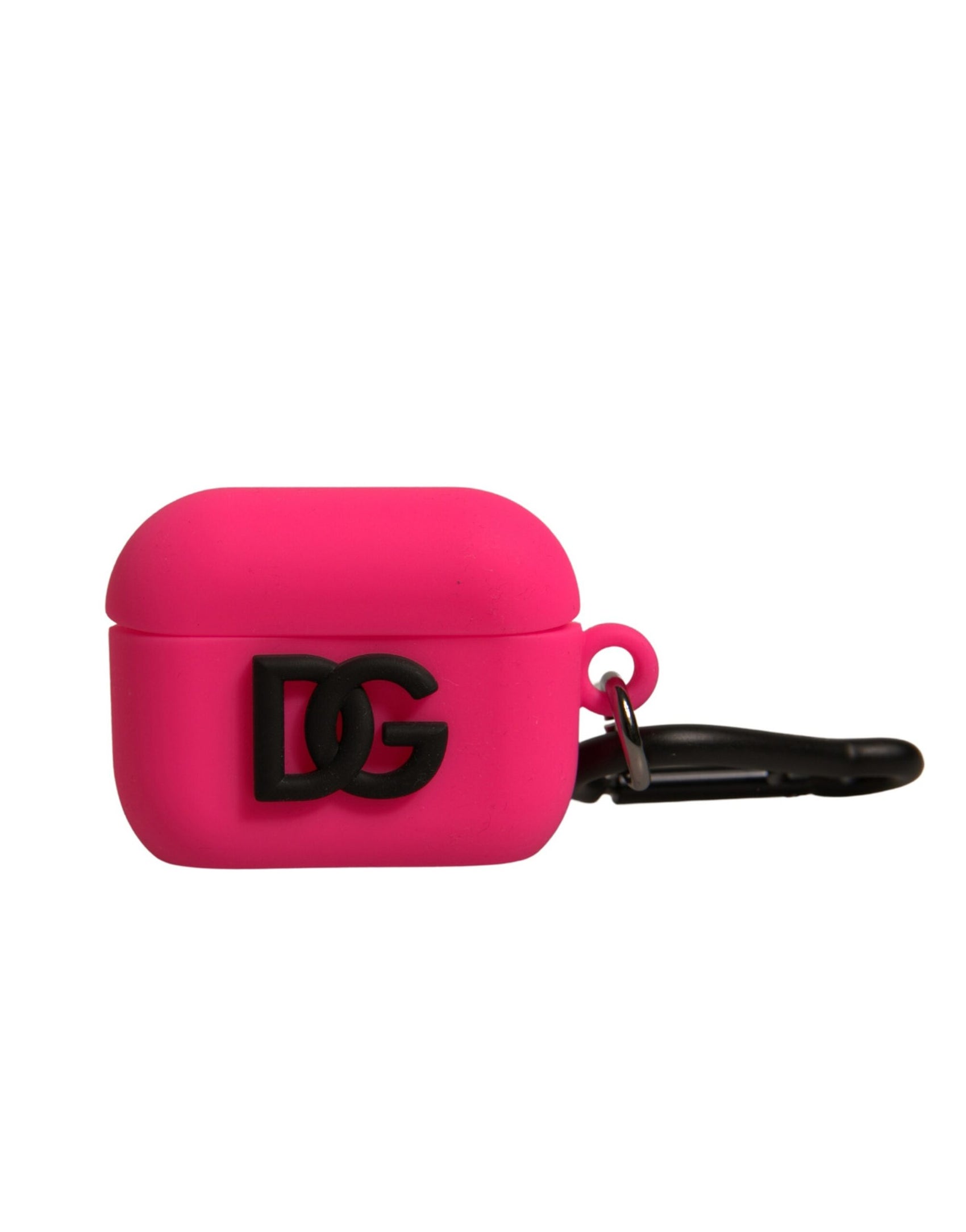 Custodia per Airpods in silicone rosa con logo in rilievo
