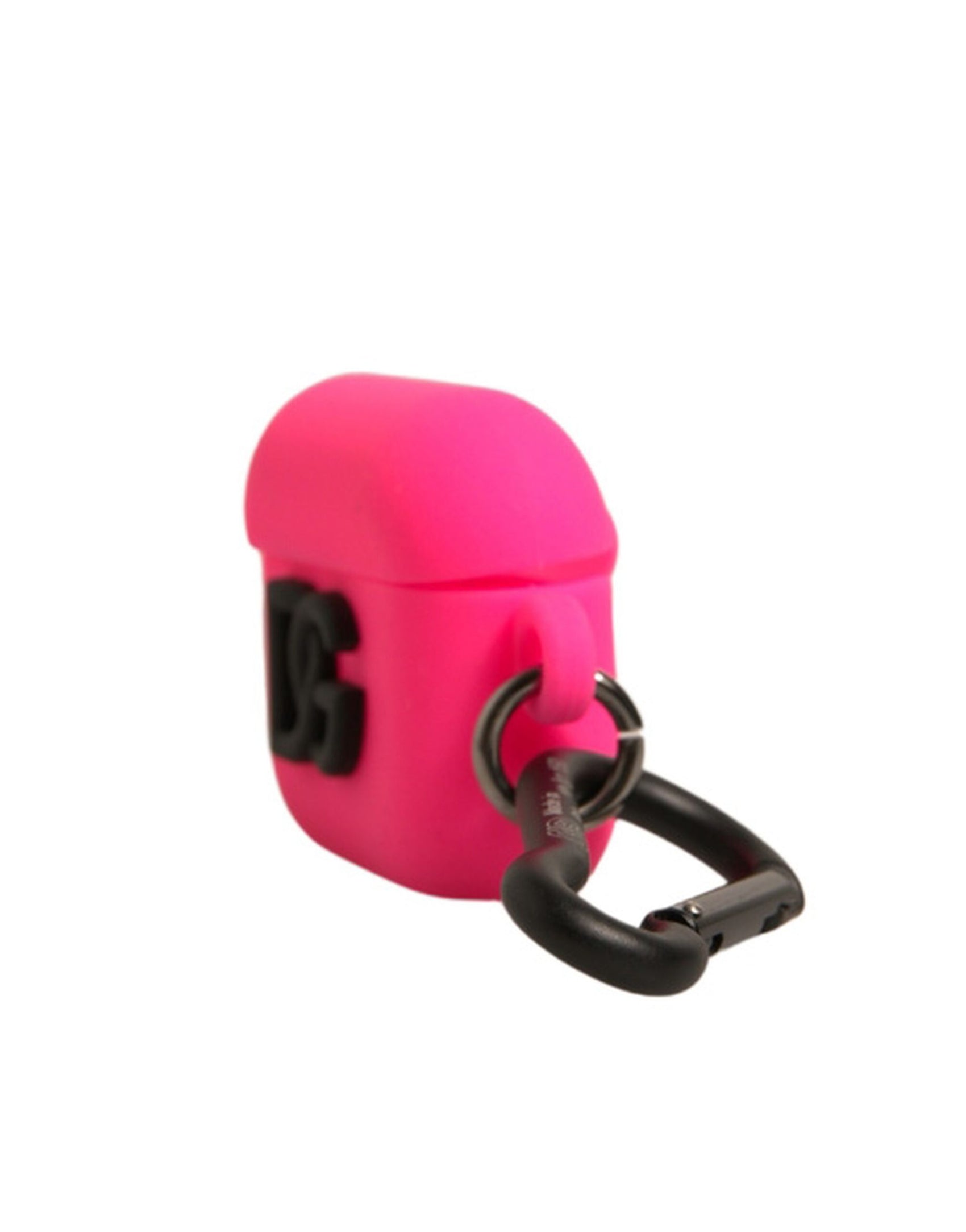 Custodia per Airpods in silicone rosa con logo in rilievo