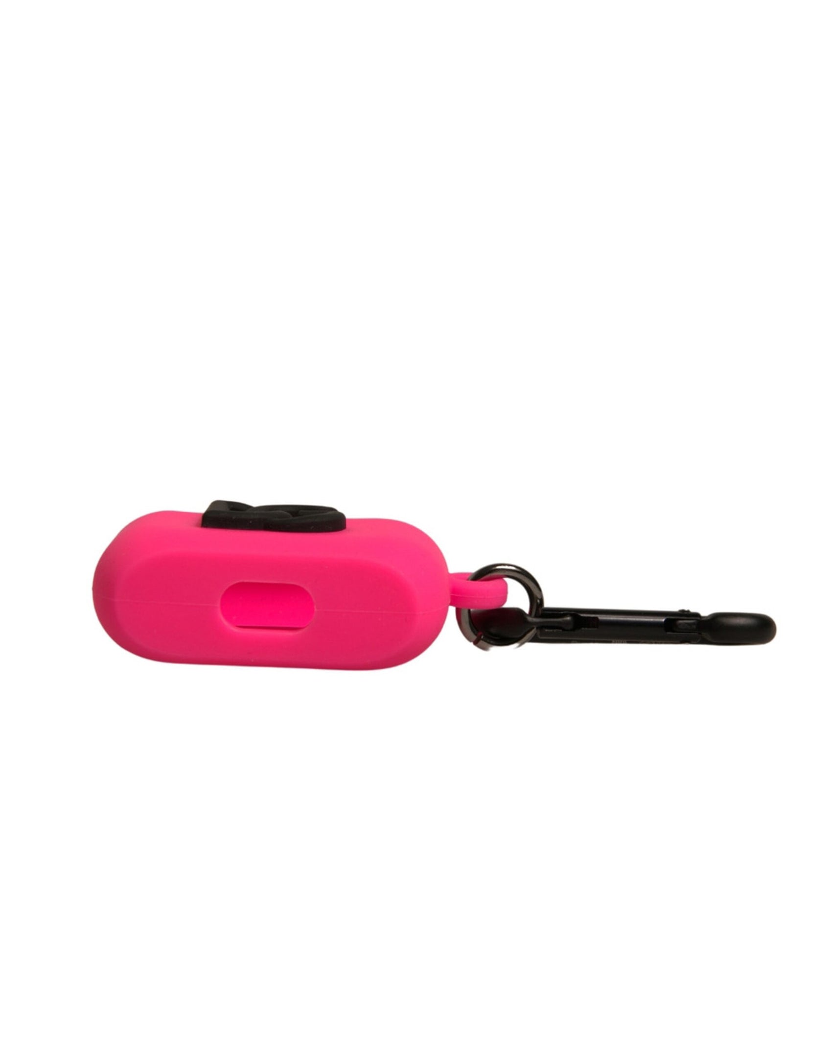 Custodia per Airpods in silicone rosa con logo in rilievo