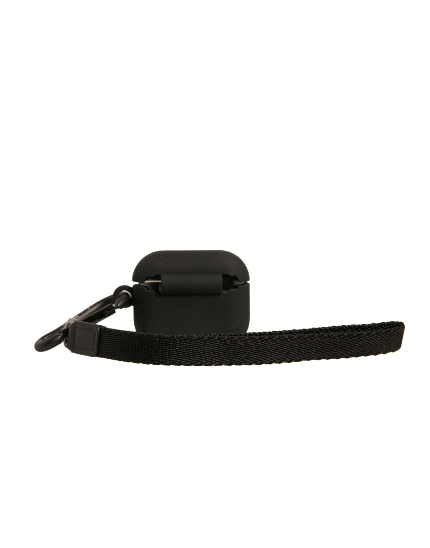 Custodia per Airpods in silicone nero con logo in rilievo