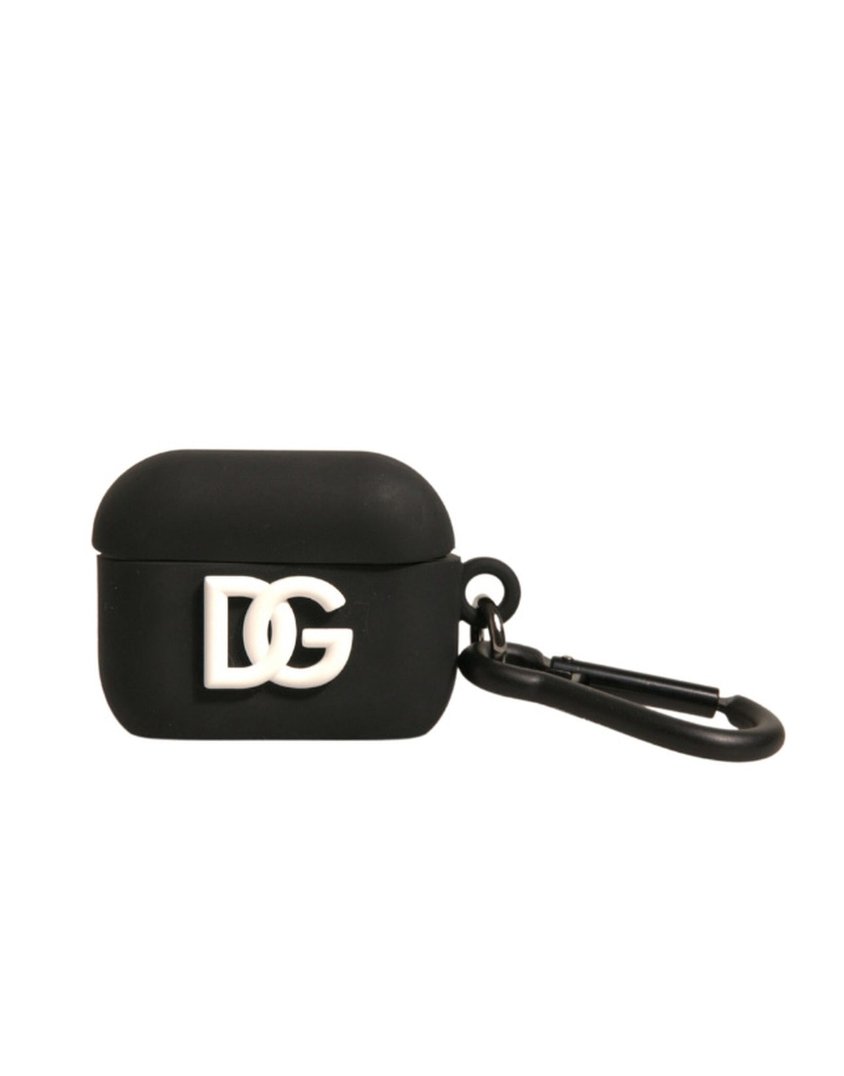 Custodia per Airpods in silicone nero con logo in rilievo