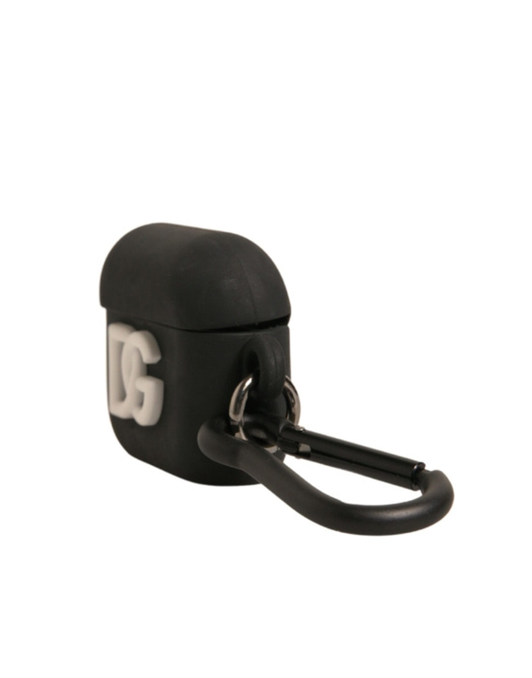 Custodia per Airpods in silicone nero con logo in rilievo