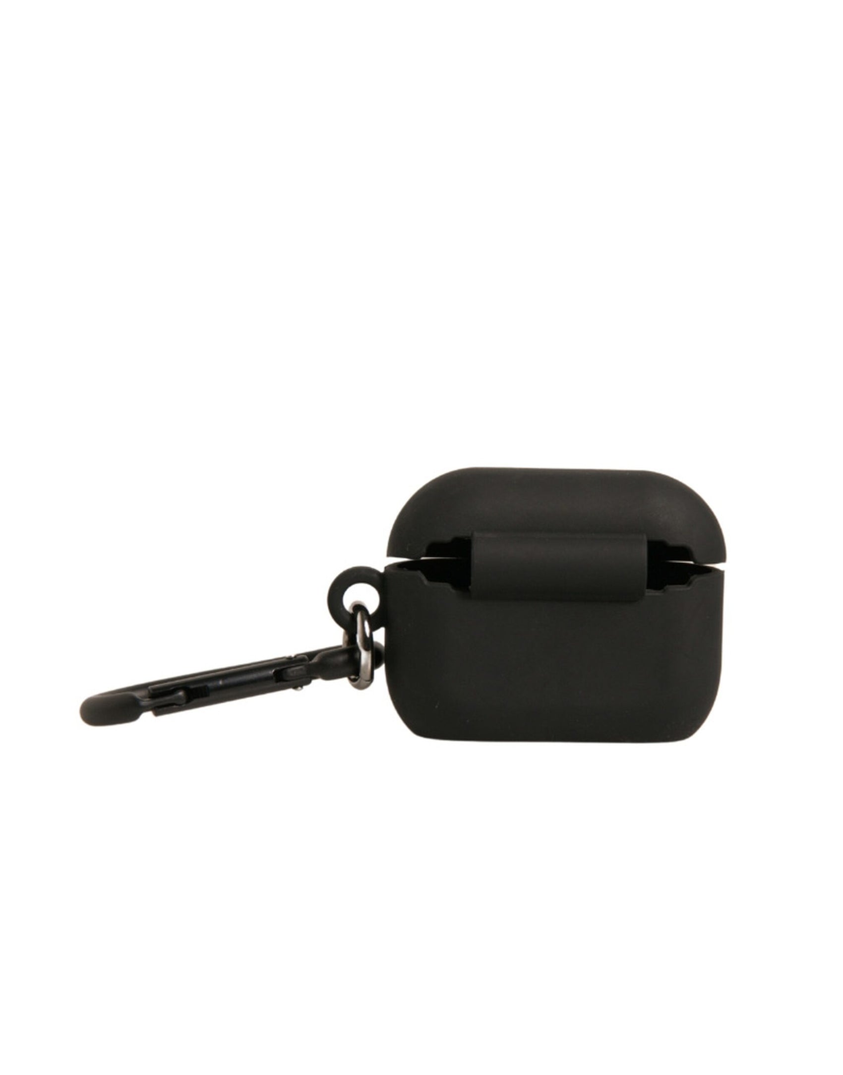 Custodia per Airpods in silicone nero con logo in rilievo