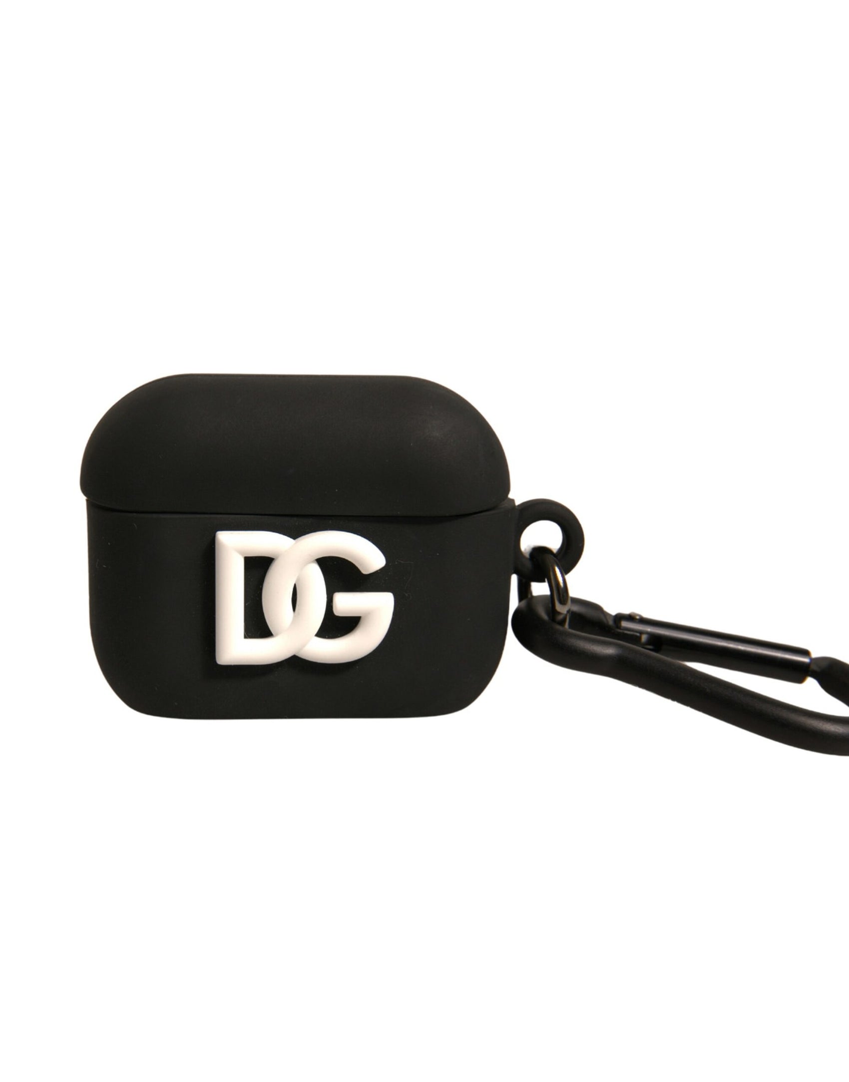 Custodia per Airpods in silicone nero con logo in rilievo