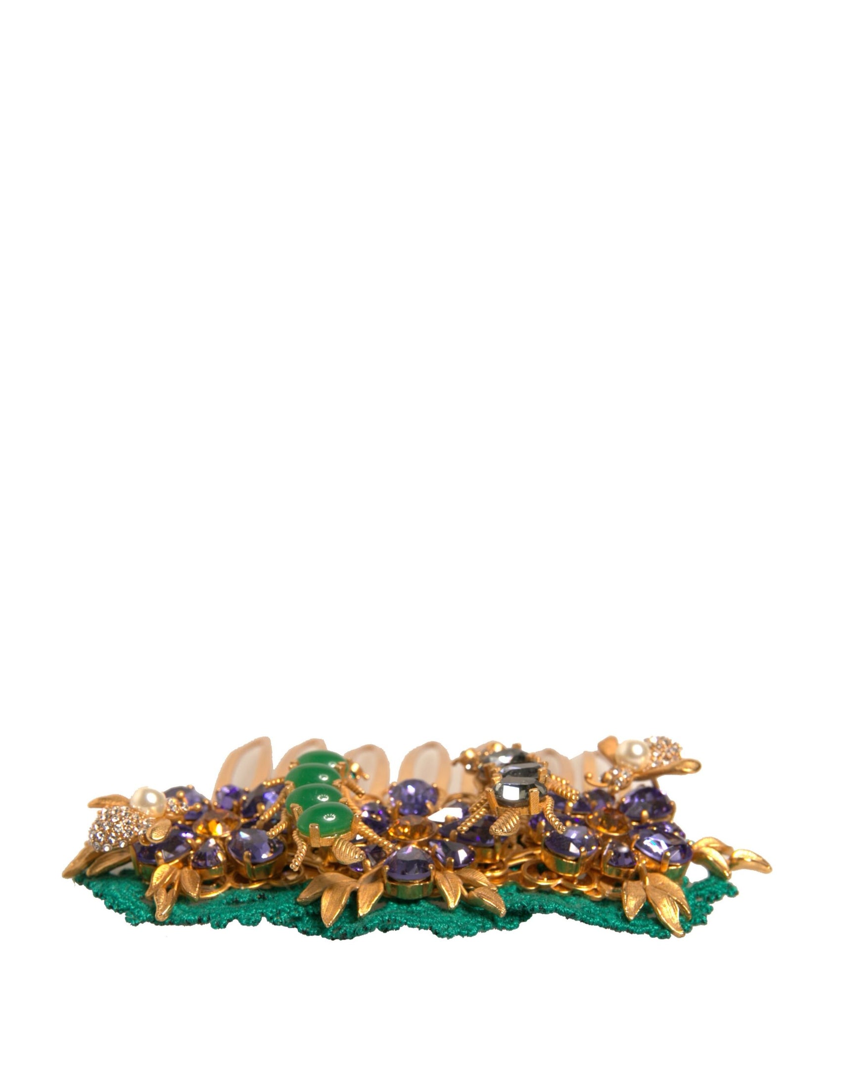 Haarkamm mit goldenen Messingkristallen