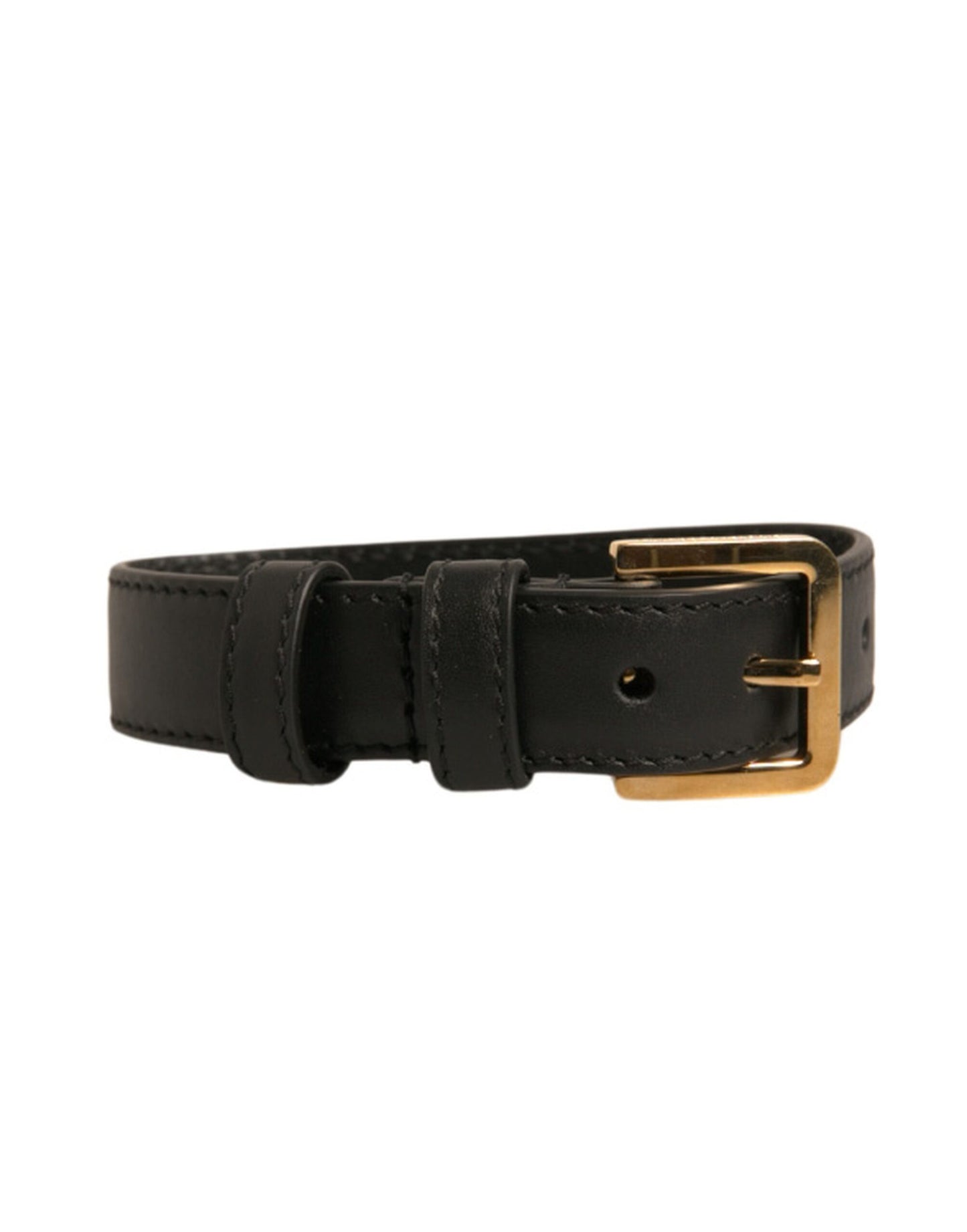 Armband aus strukturiertem Leder in Schwarz mit goldfarbener Metallschnalle