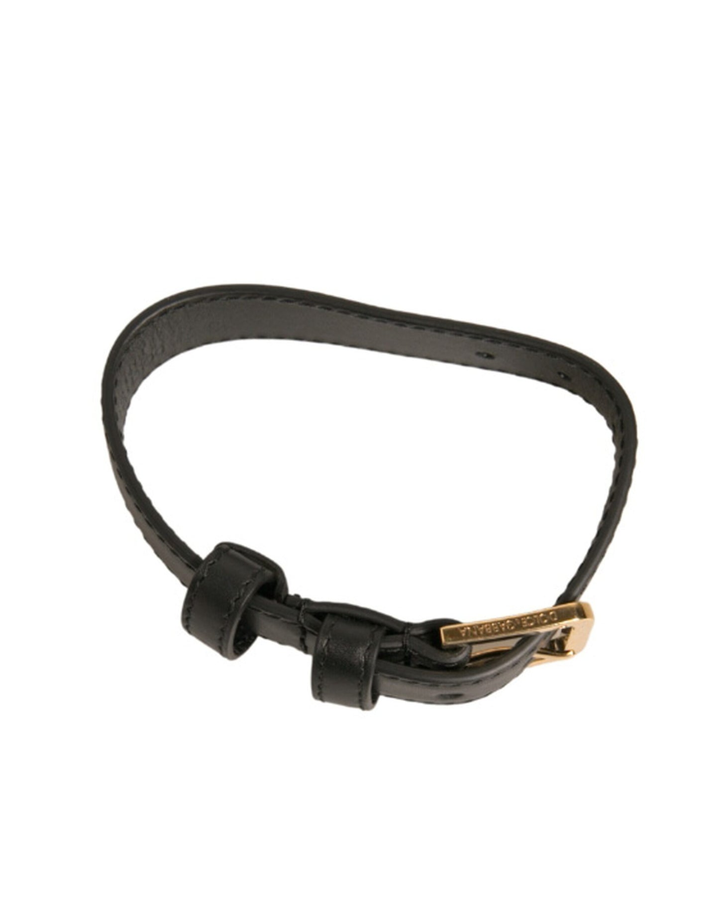 Armband aus strukturiertem Leder in Schwarz mit goldfarbener Metallschnalle