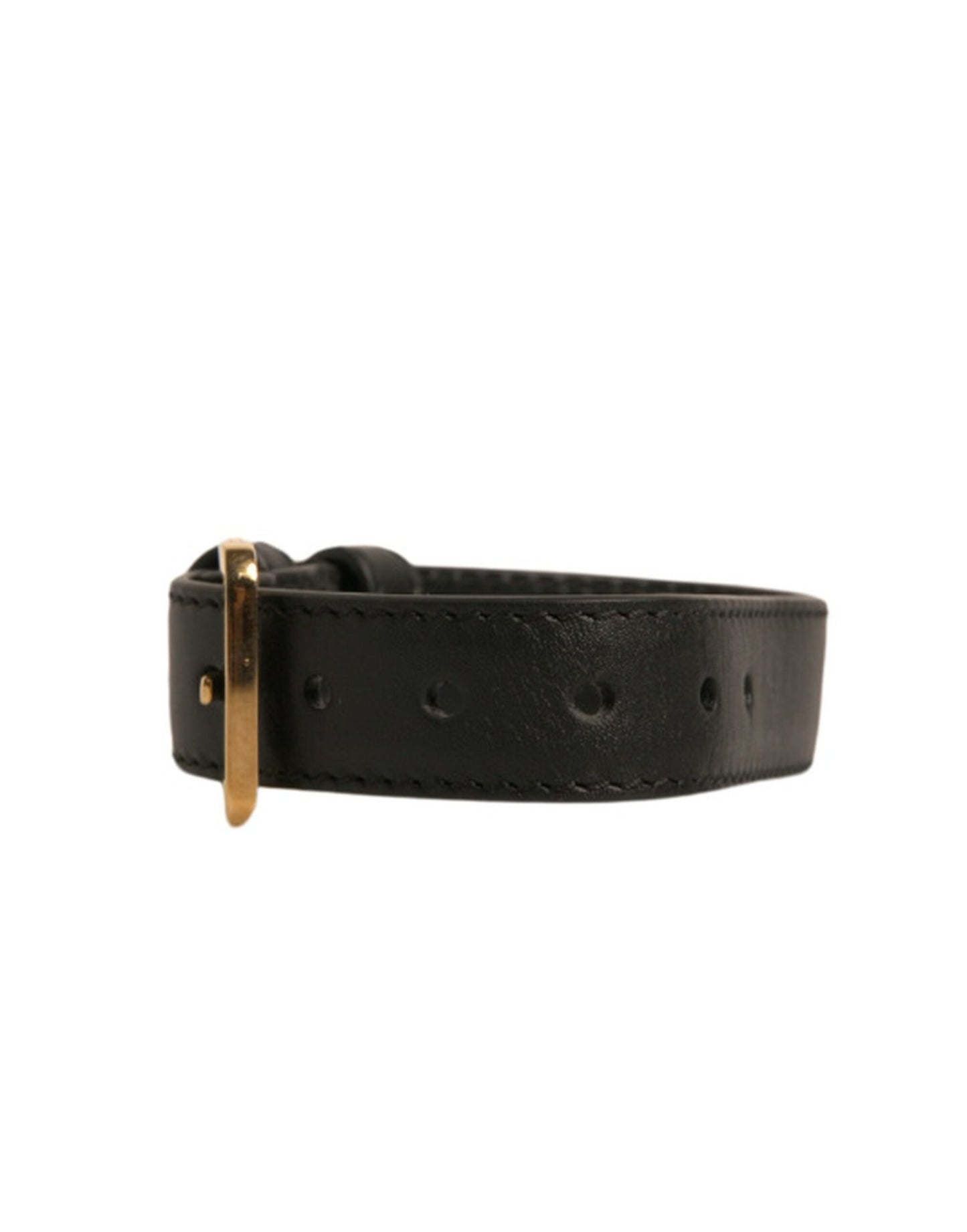 Armband aus strukturiertem Leder in Schwarz mit goldfarbener Metallschnalle