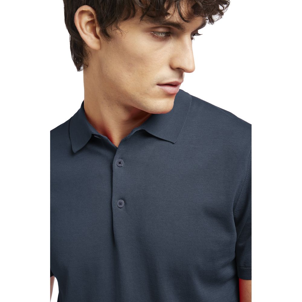 Blue Cotton Polo Shirt