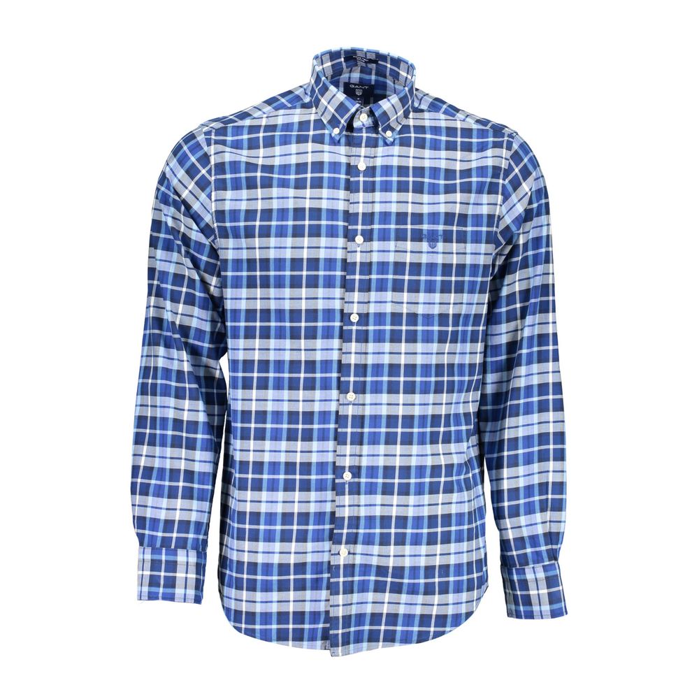 Blue Cotton Men Shirt