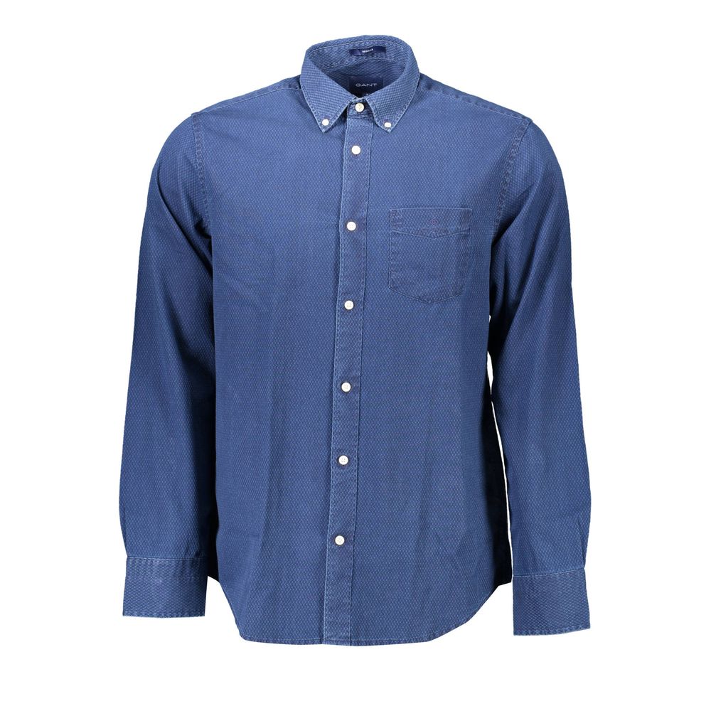 Blue Cotton Men Shirt