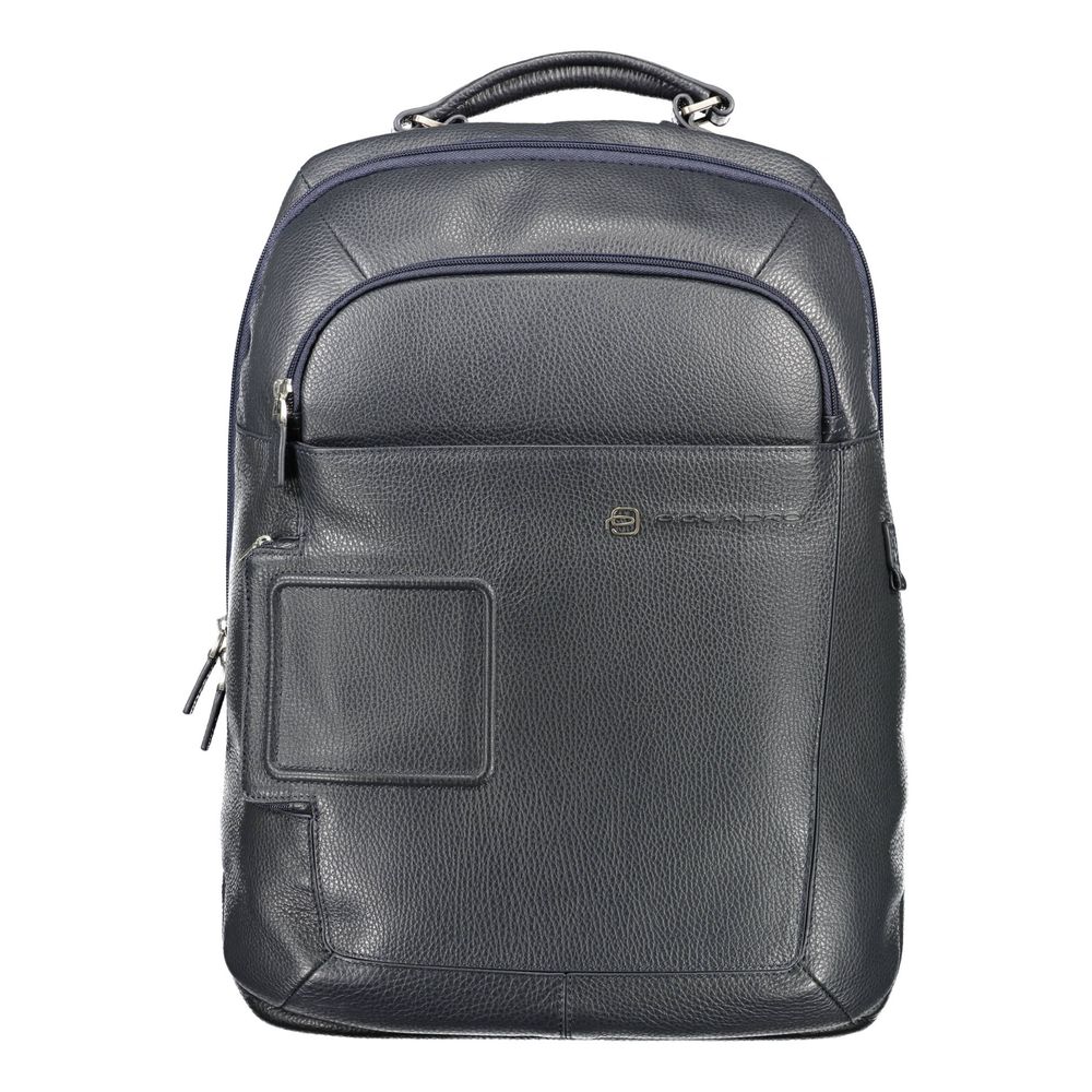 Blue Leather Men Backpack