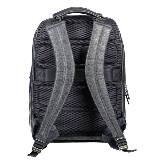 Blue Leather Men Backpack