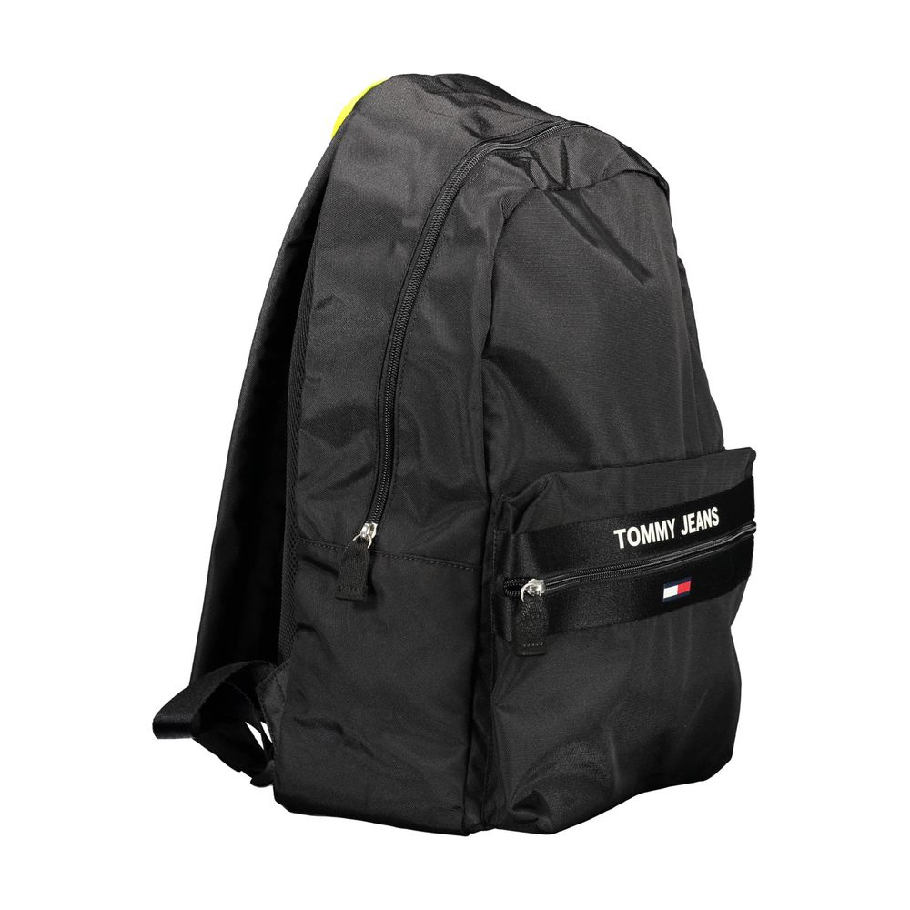 Black Polyester Men Backpack