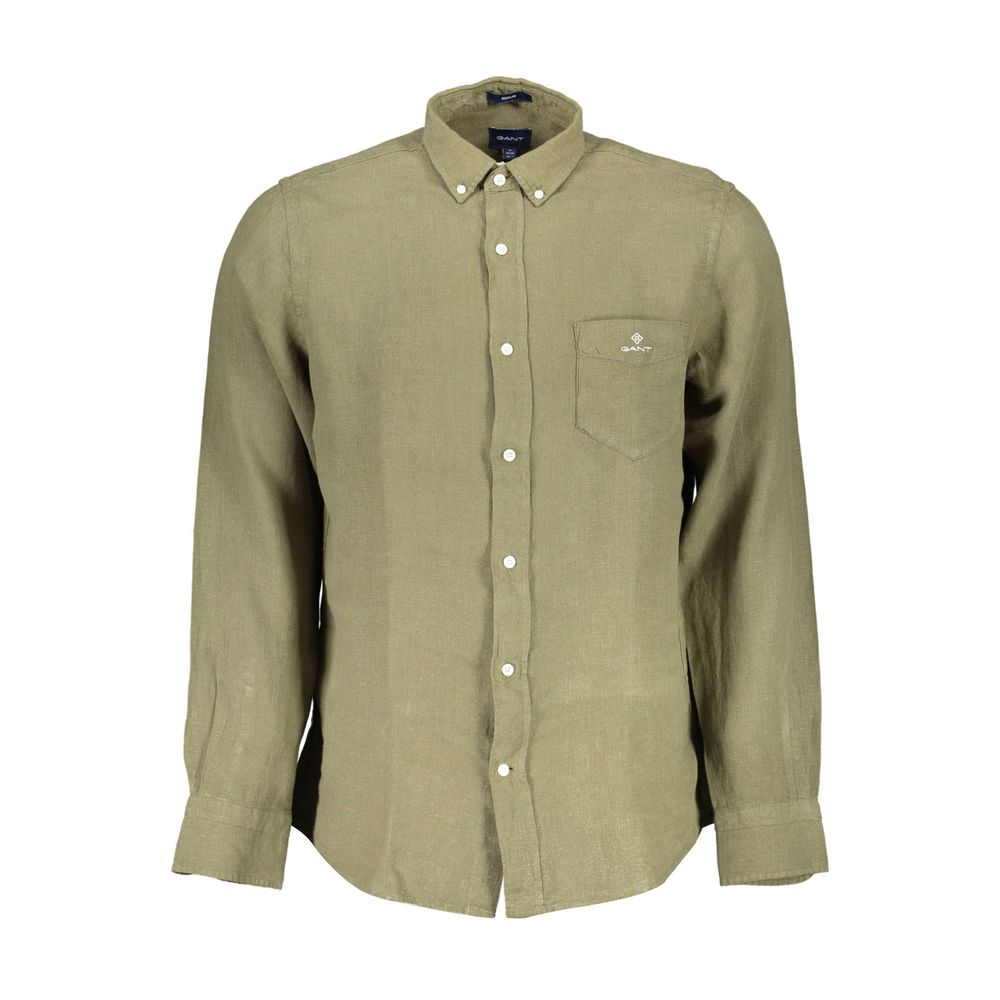 Green Linen Men Shirt