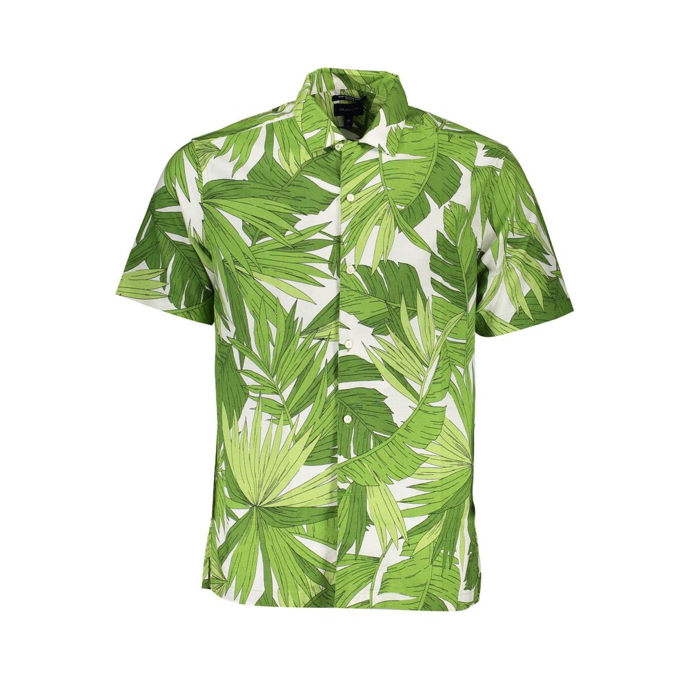 Green Cotton Men Shirt