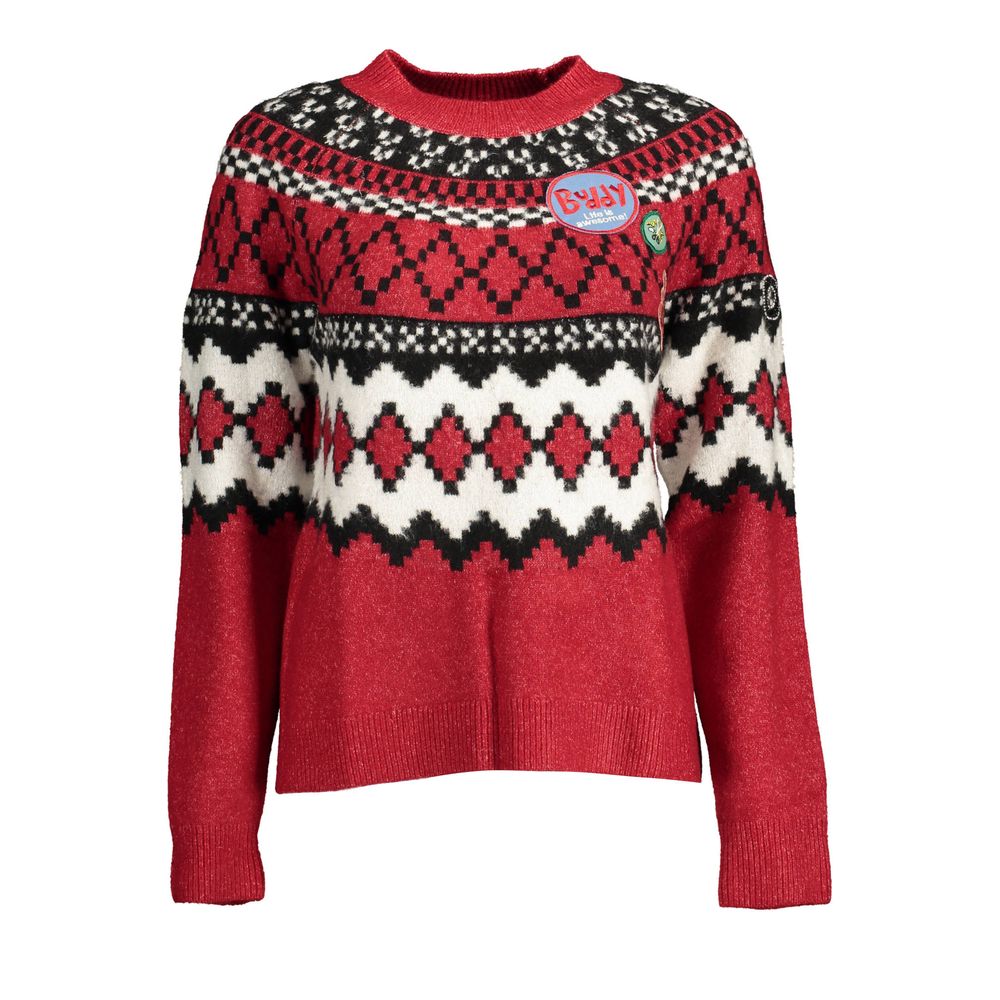 Red Polyester Women Sweater