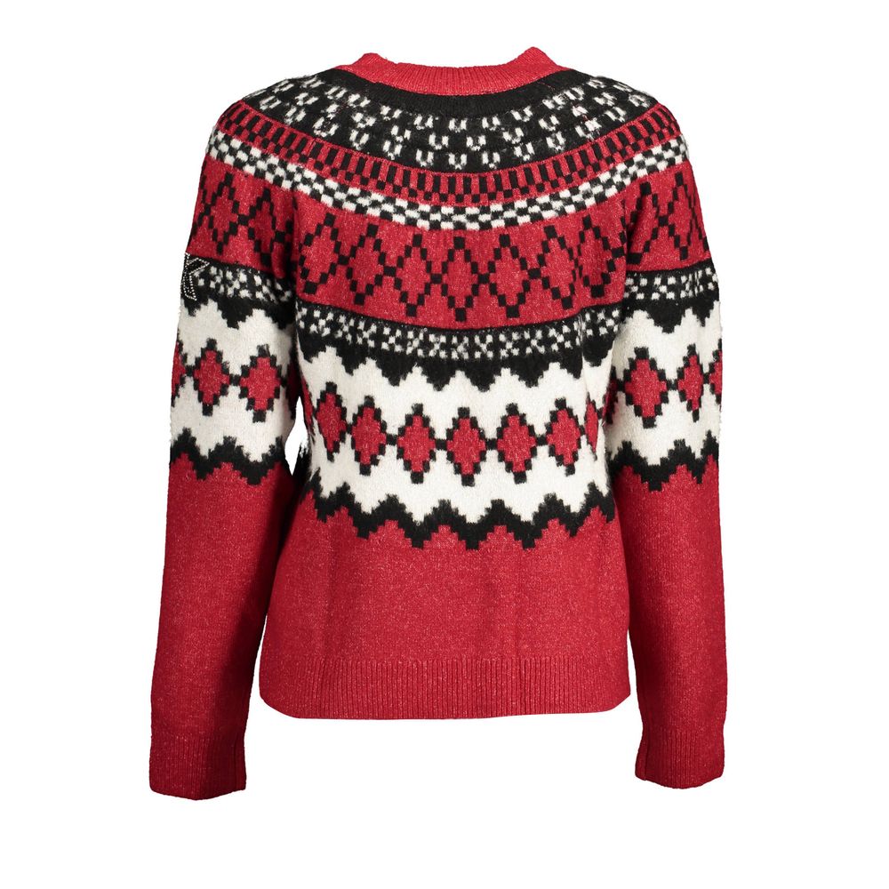 Red Polyester Women Sweater