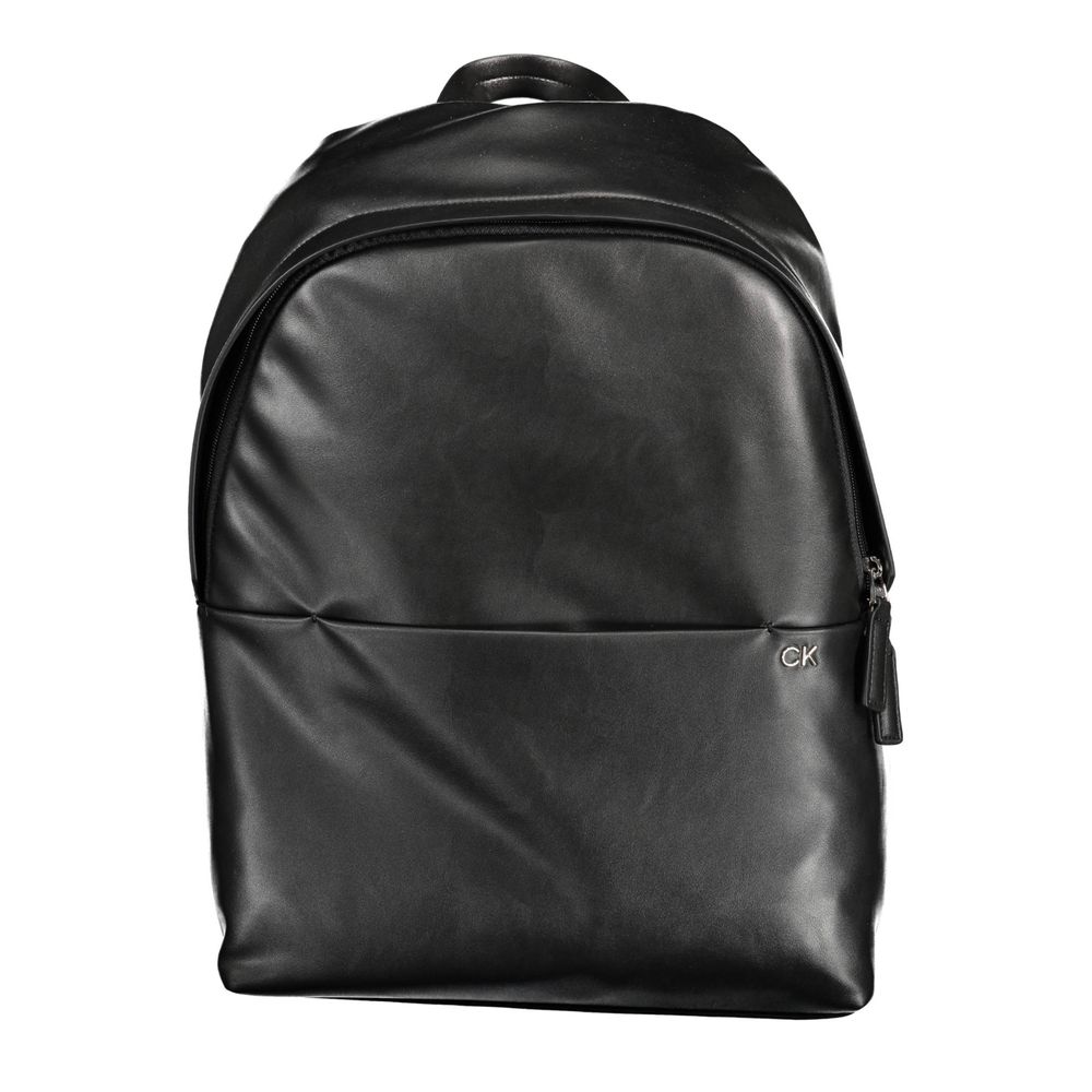 Black Polyester Men Backpack