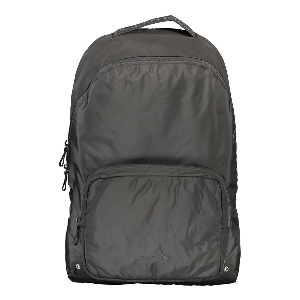 Black Polyester Men Backpack